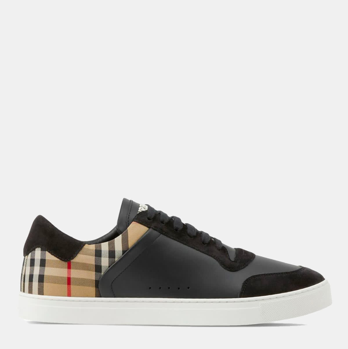 Shop Burberry Black Leather Sneakers