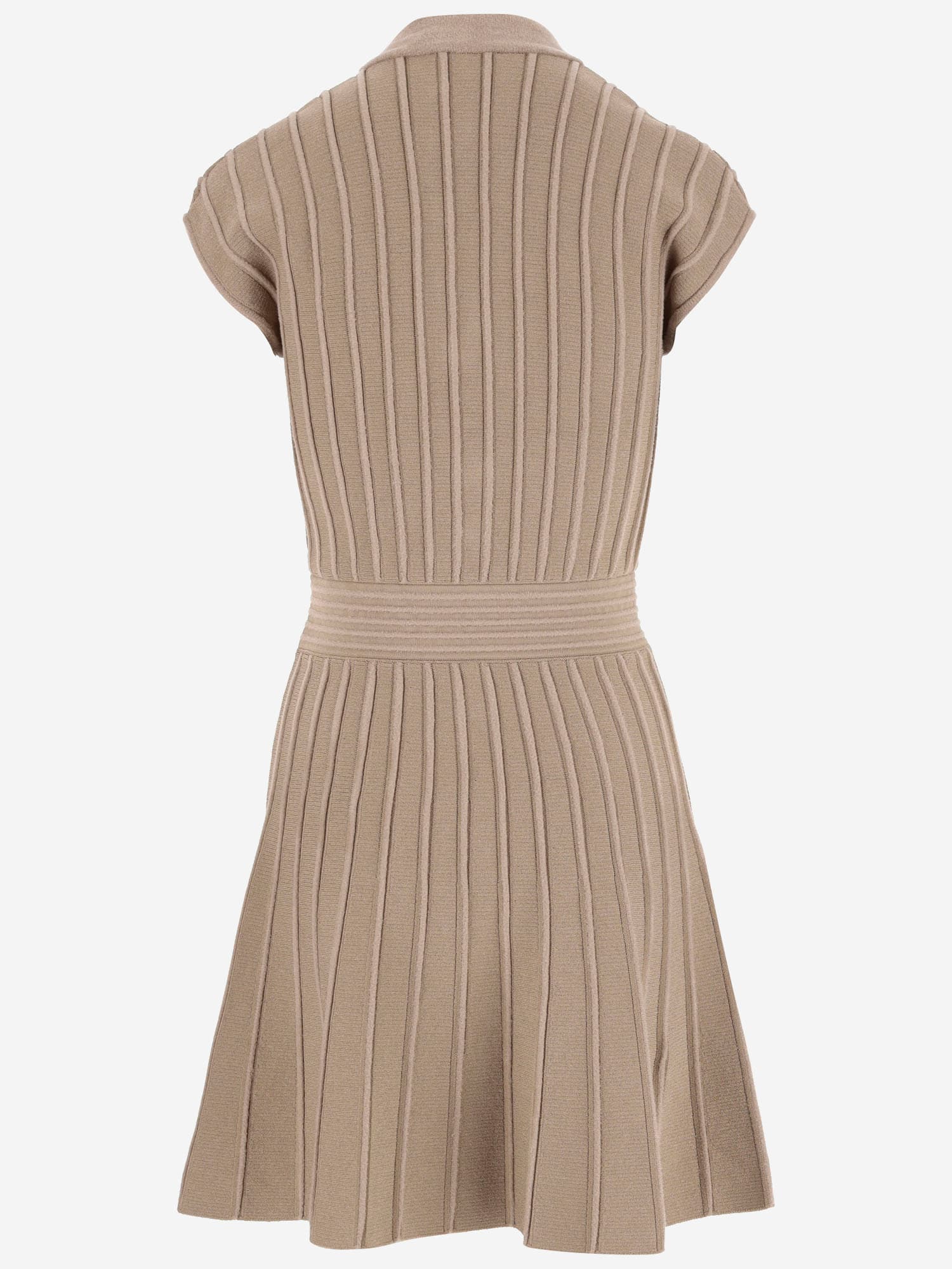 Shop Balmain Viscose Blend Knit Mini Dress In Beige