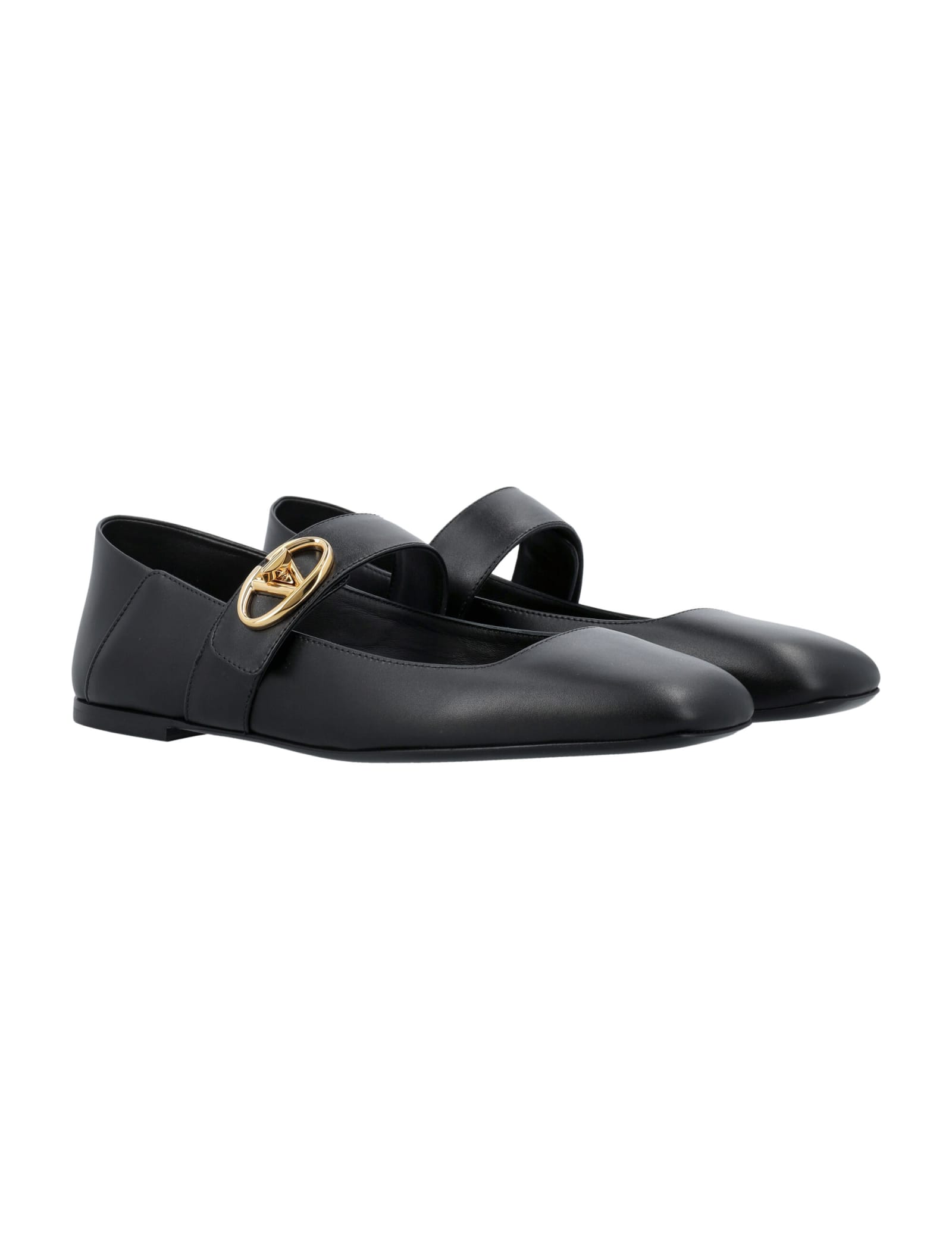 Shop Valentino Mary Jane Ballerina In Black