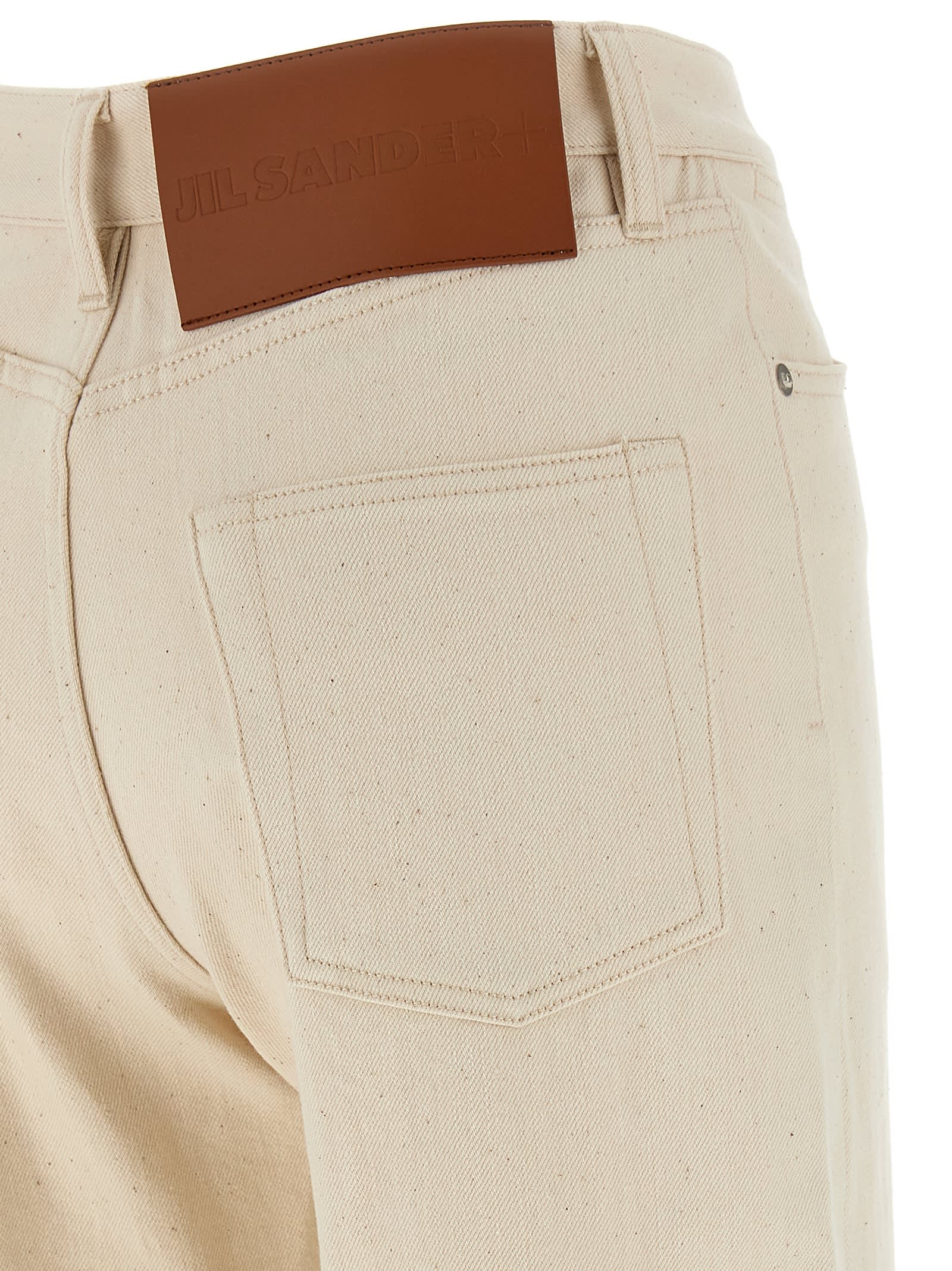 Jil Sander Japanese Denim Jeans With Rivet Accents In Beige