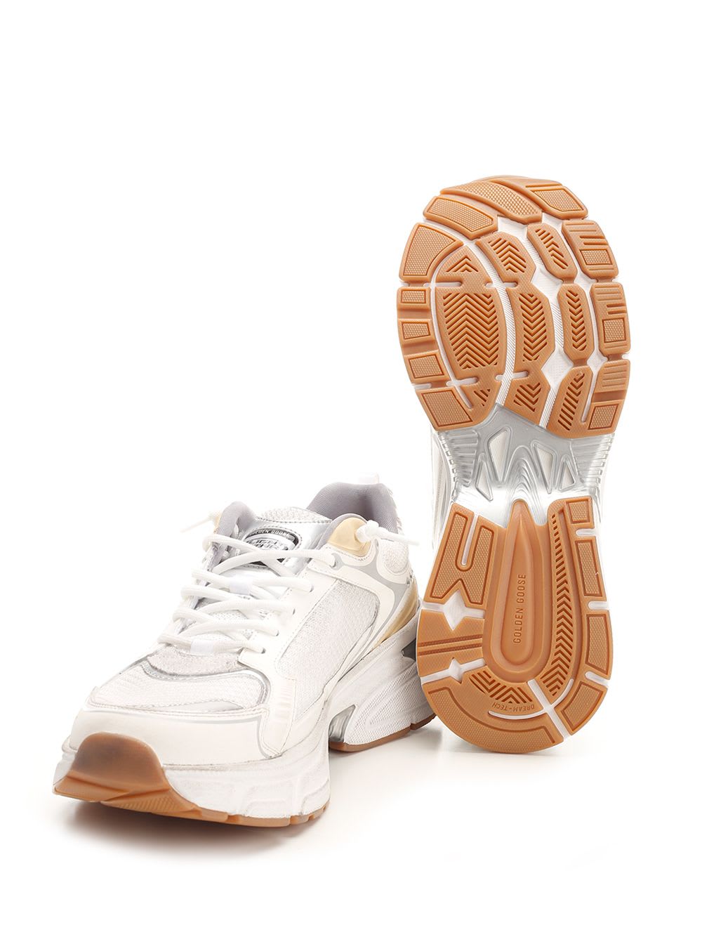 Golden Goose Lightstar White Low Top Sneakers With Logo Patch On The Tongue And Logo Lettering On The Heel In Lea In Multi