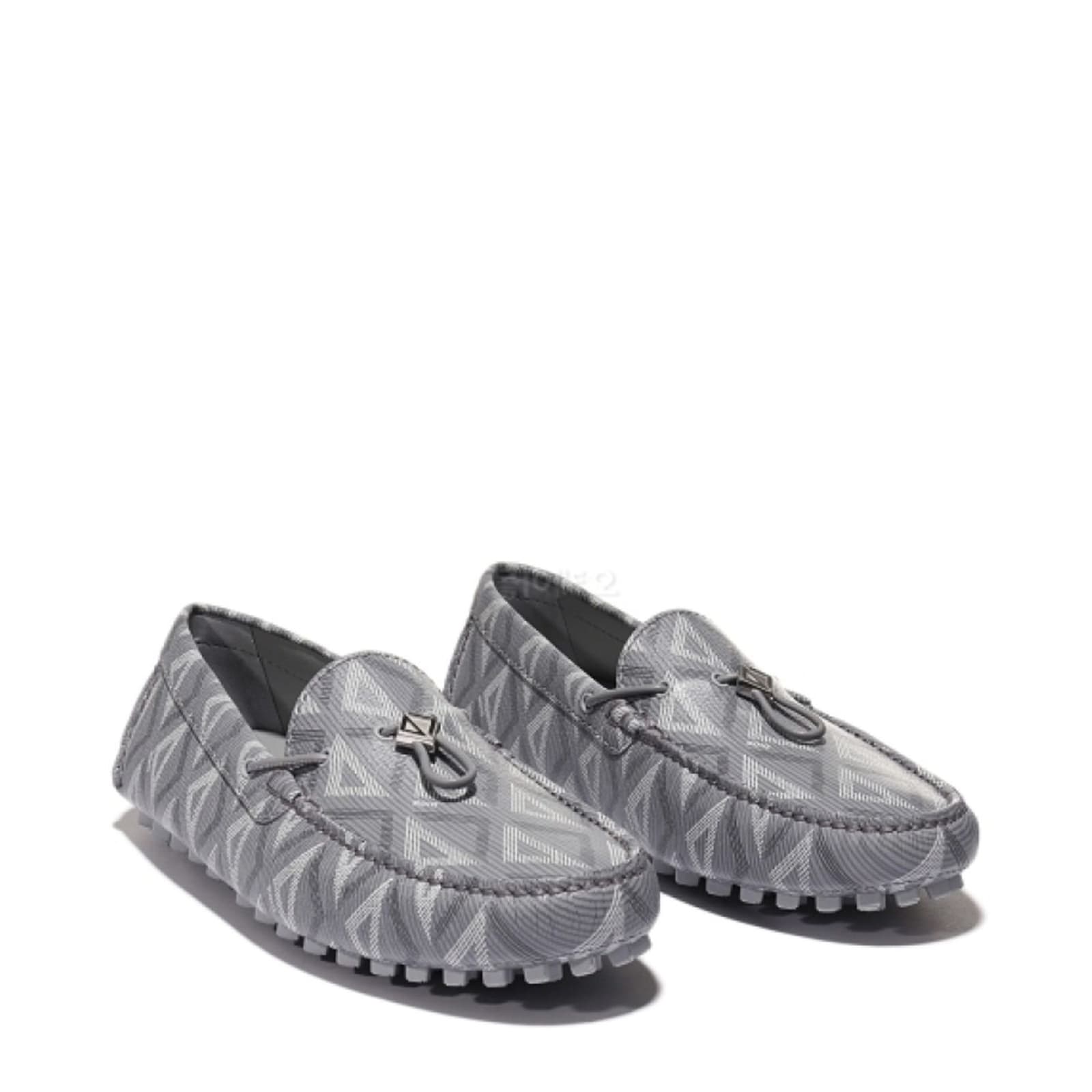 Shop Dior Diamond Mocassins In Gray