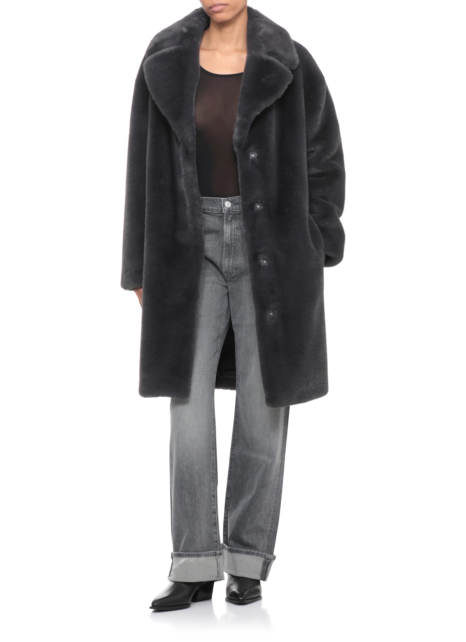 Stand Studio Camille Cocoon Coat In Gray