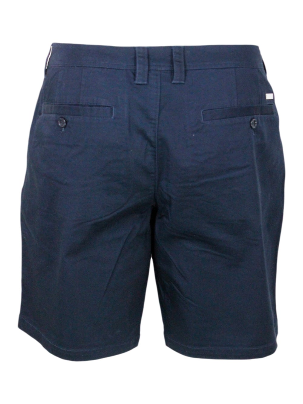 Shop Armani Collezioni Stretch Cotton Bermuda Shorts With Welt Pockets And Zip And Button Closure In Blu