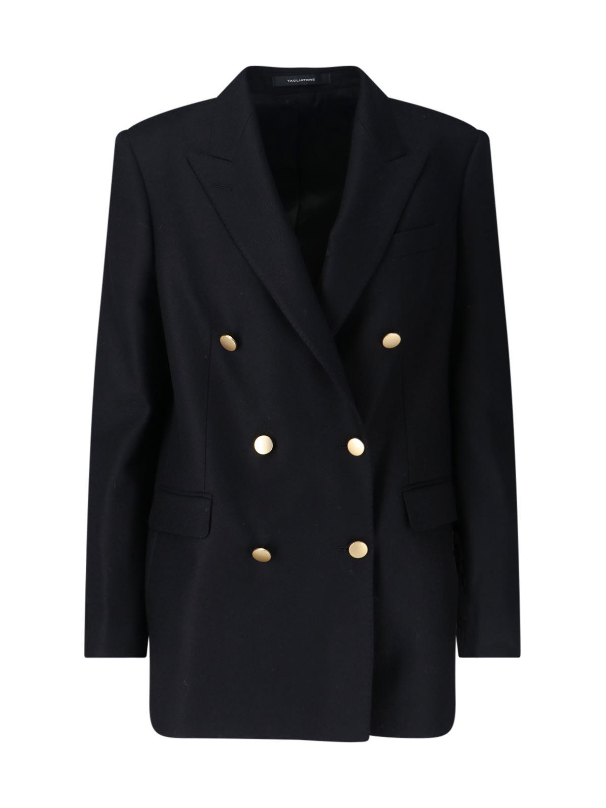 Tagliatore Double-breasted Blazer Gold-tone Buttons In Black
