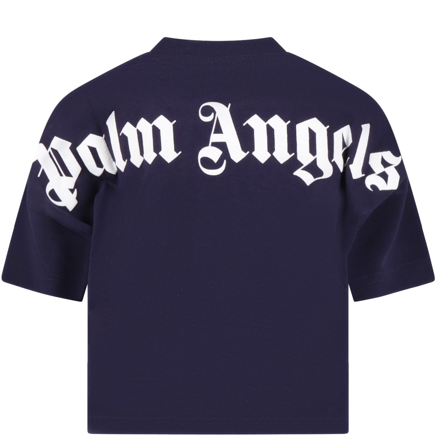 Palm Angels Blue T-shirt For Boy With White Logo