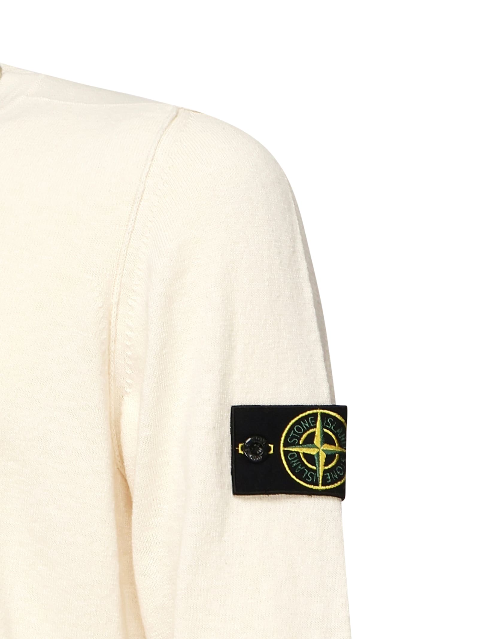 Stone Island Crewneck Sweater With Small Cuffs In Neutral