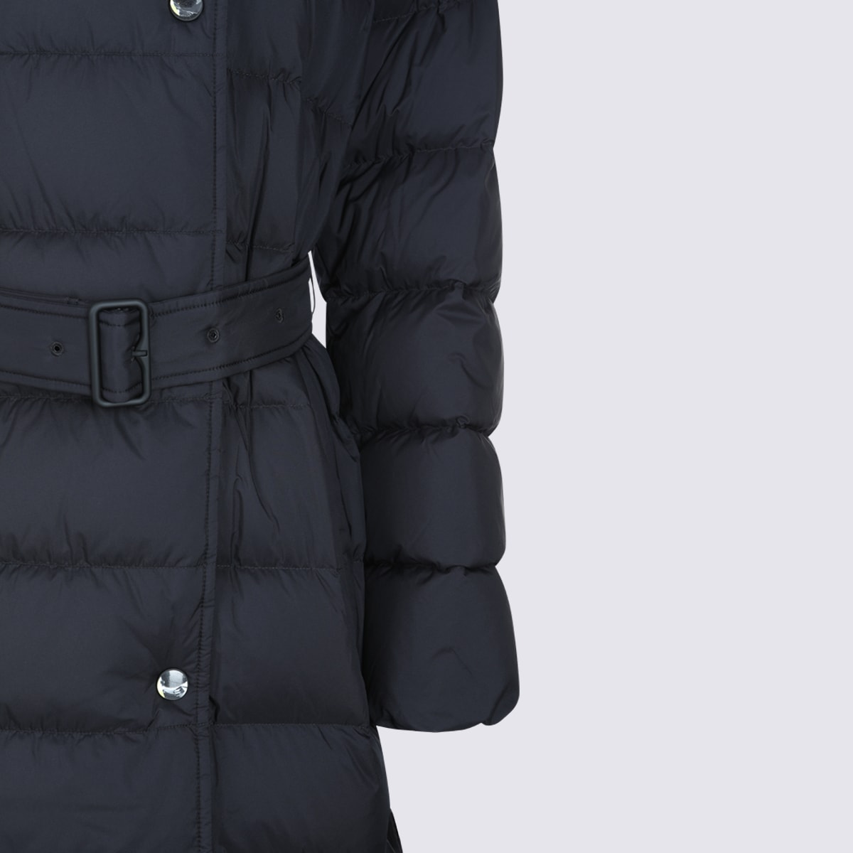 Burberry Double-breasted Kent Long Puffer Coat With Belt In Blue