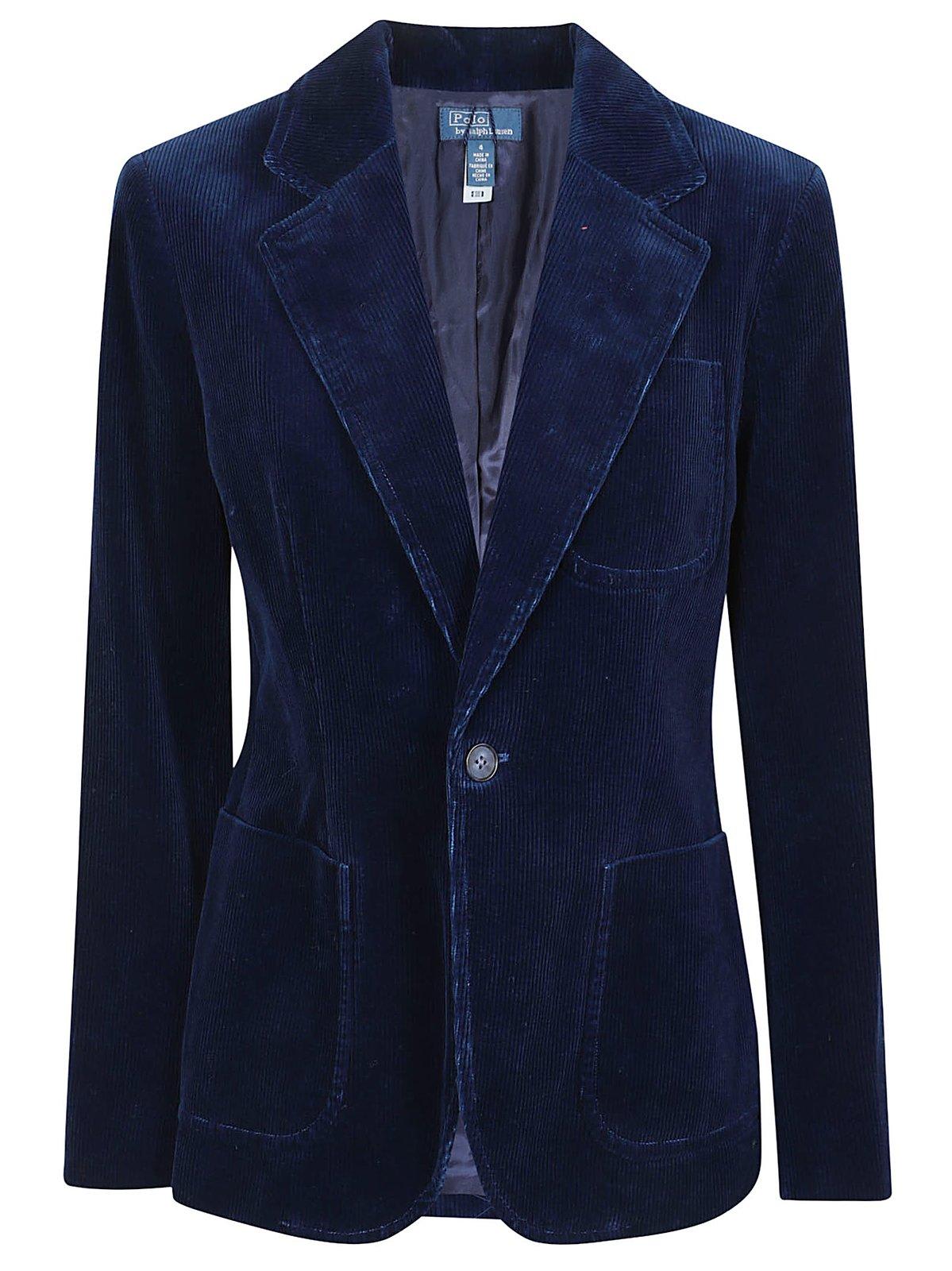 Shop Ralph Lauren Single Breasted Corduroy Blazer In Navy