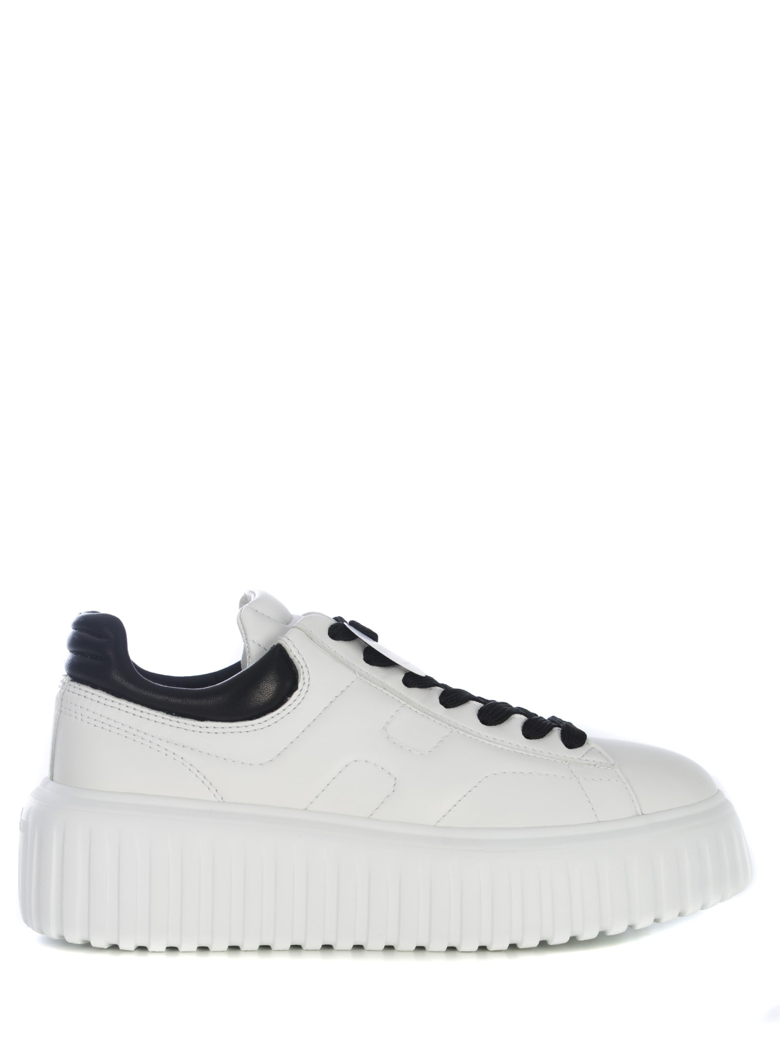 Shop Hogan Sneakers  H-stripes Made Of Leather In Bianco