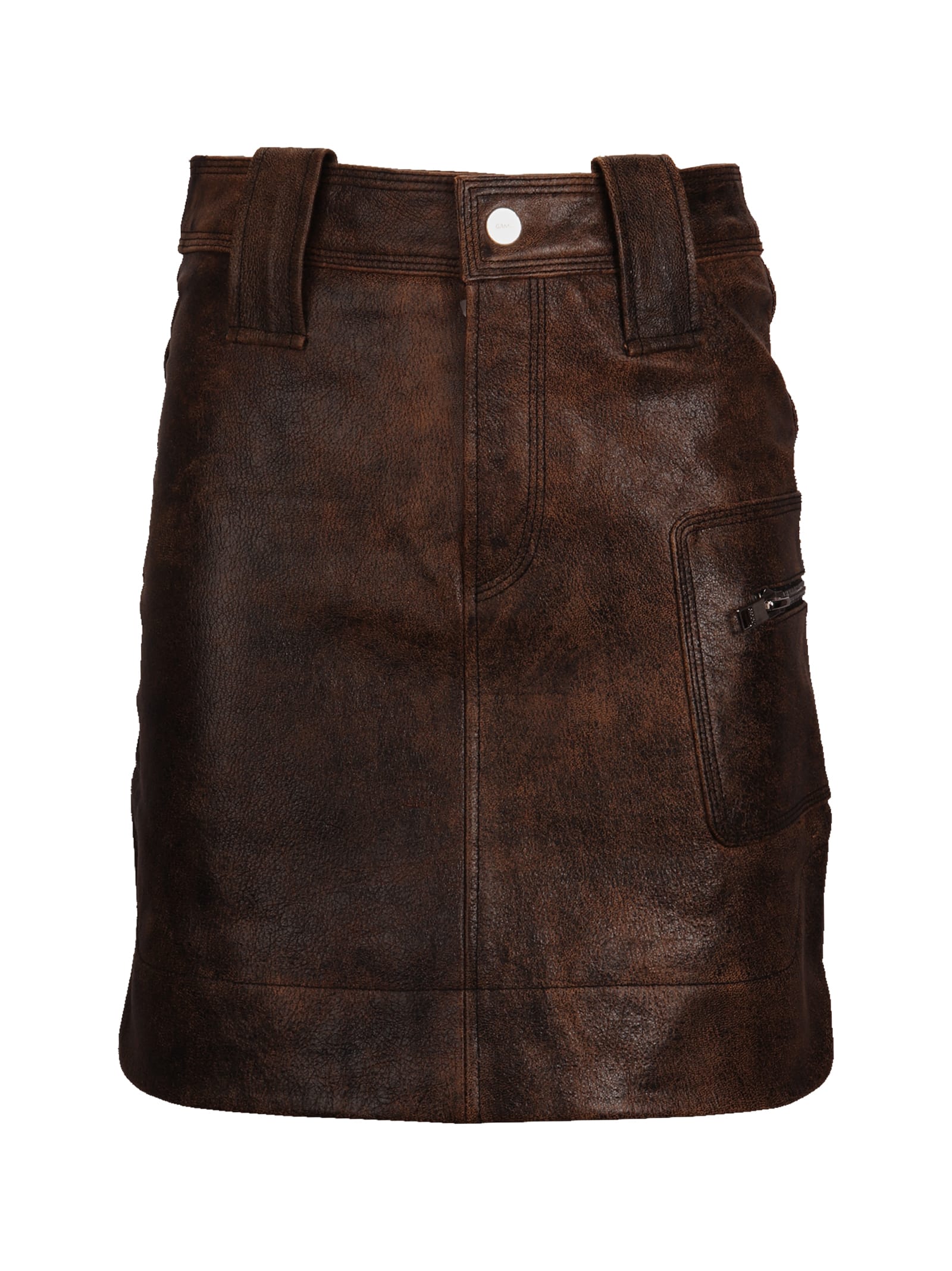 Ganni Washed Leather Mini Skirt