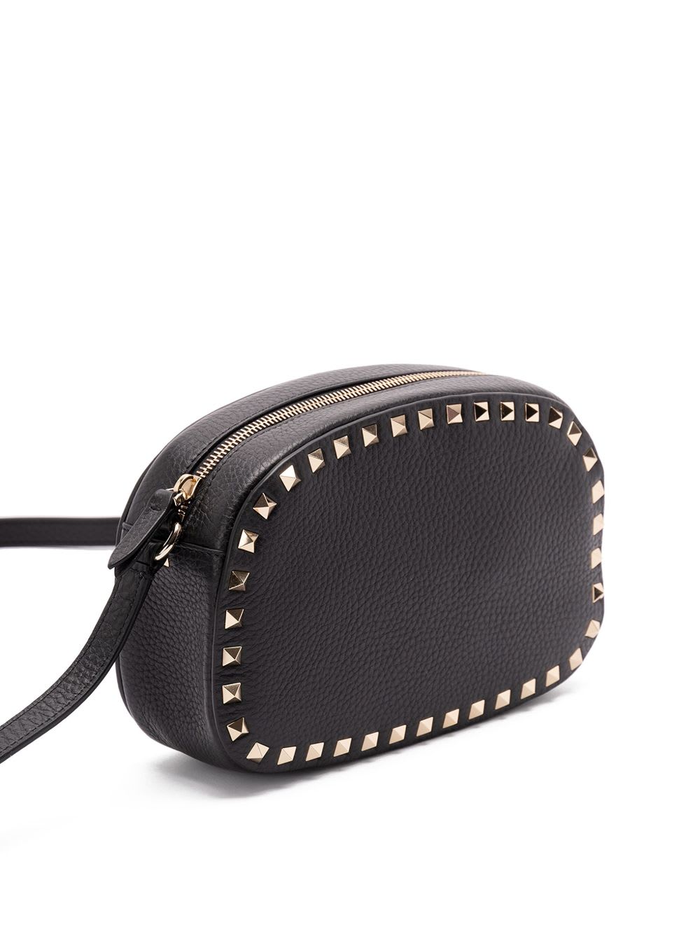 Valentino Borsa A Tracolla Rockstud In Pelle Nera Donna In Black