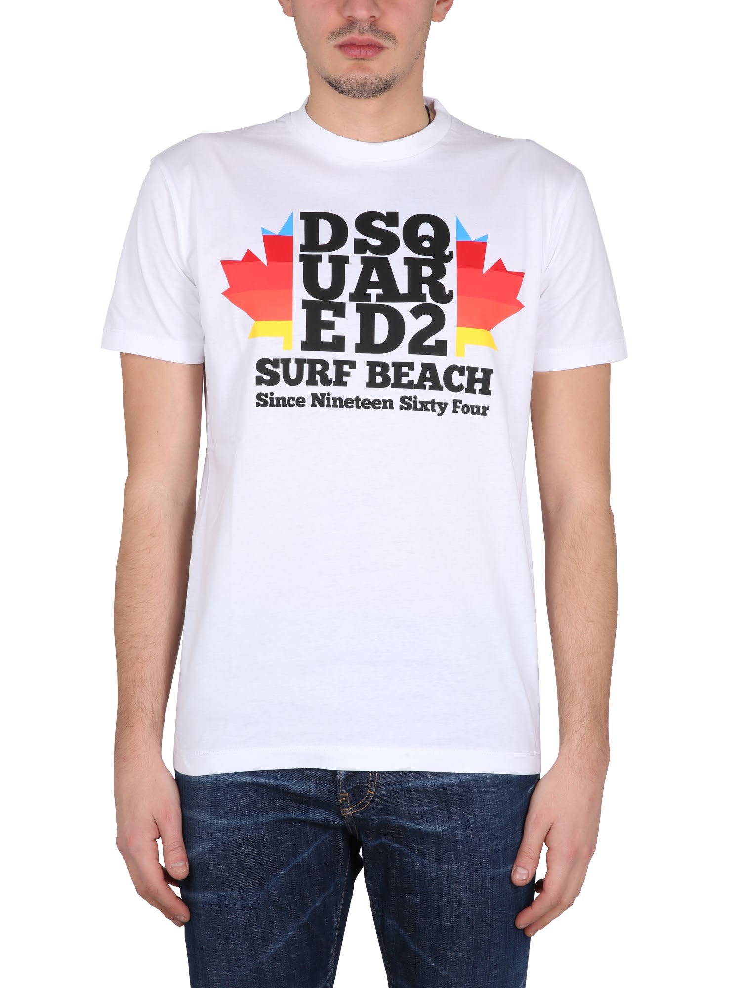 fusie Wanorde Slaapzaal Dsquared2 Surf Beach Cotton Jersey T-shirt In White | ModeSens