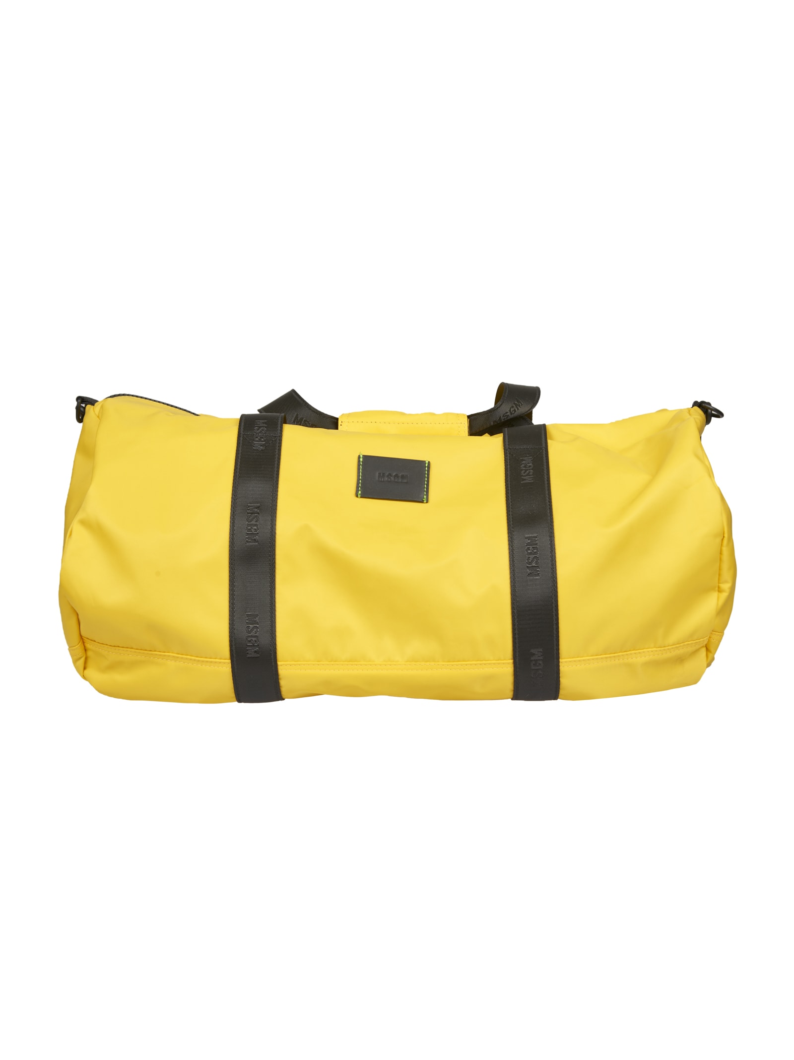 Msgm Logo Patch Duffle Bag In Yellow