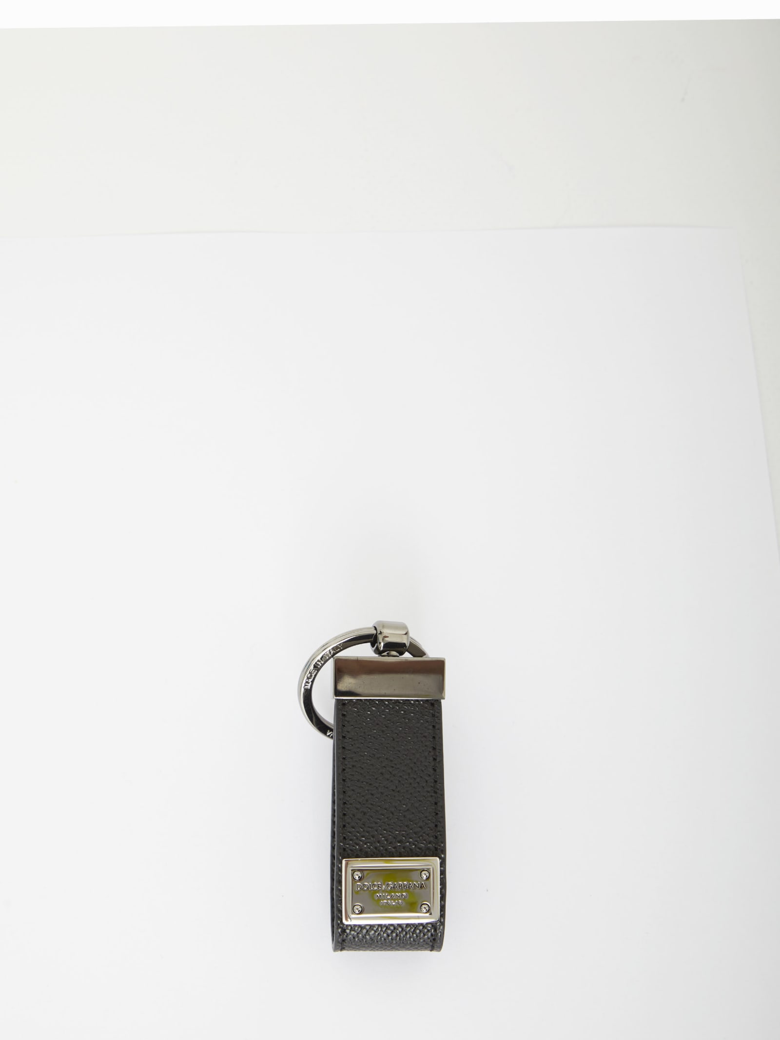 Shop Dolce & Gabbana Leather Key Chain In Black