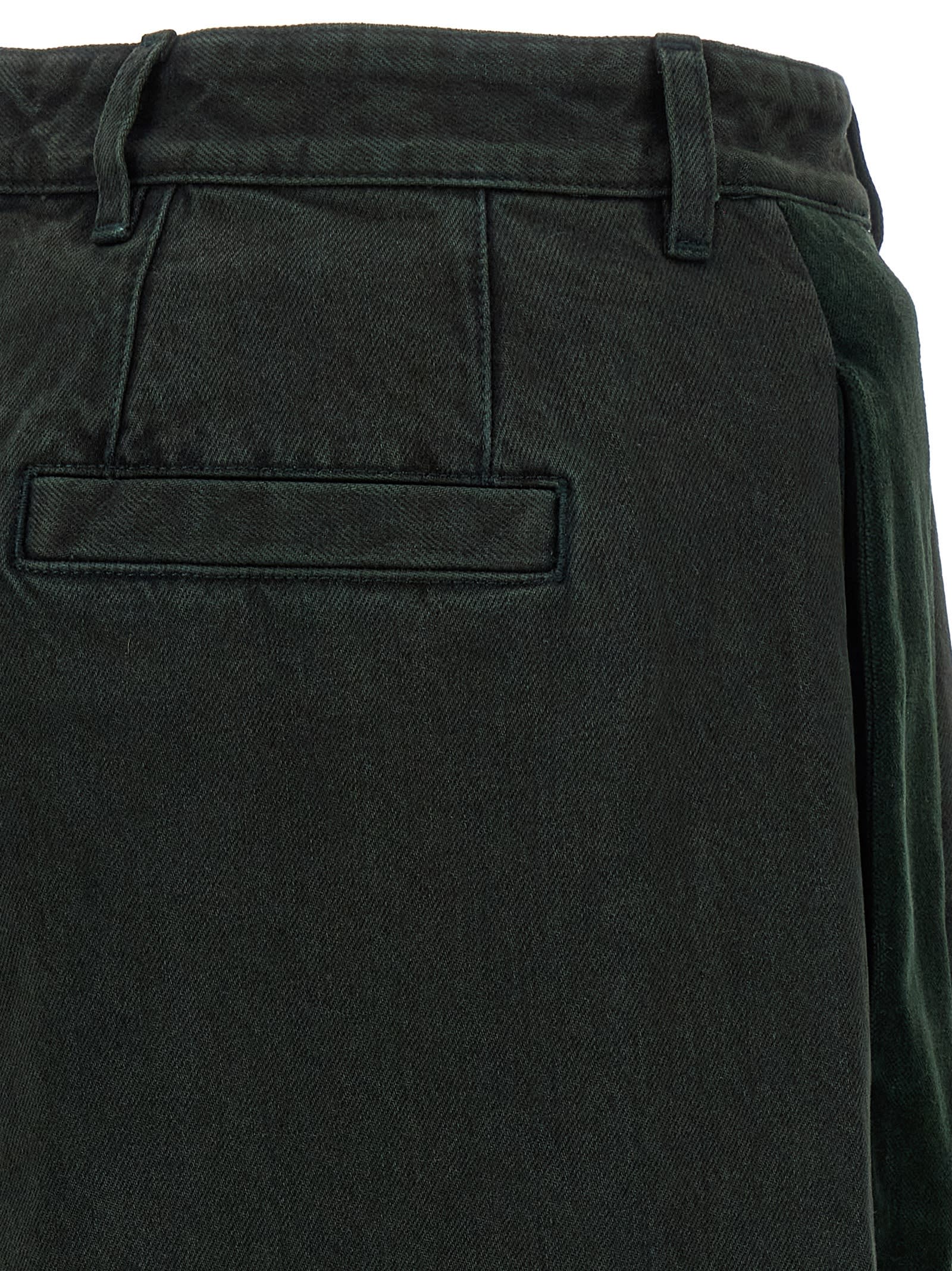 Dries Van Noten Velvet Insert Jeans Green In Green