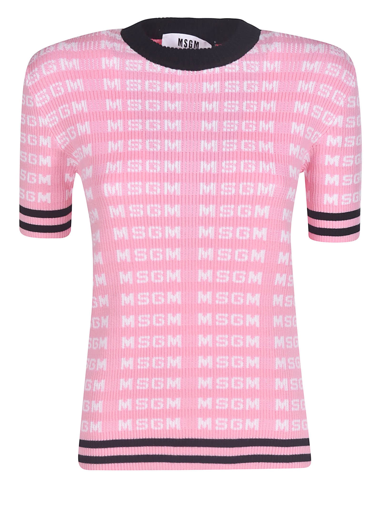 MSGM RIBBED ALL-OVER LOGO TOP,11260892