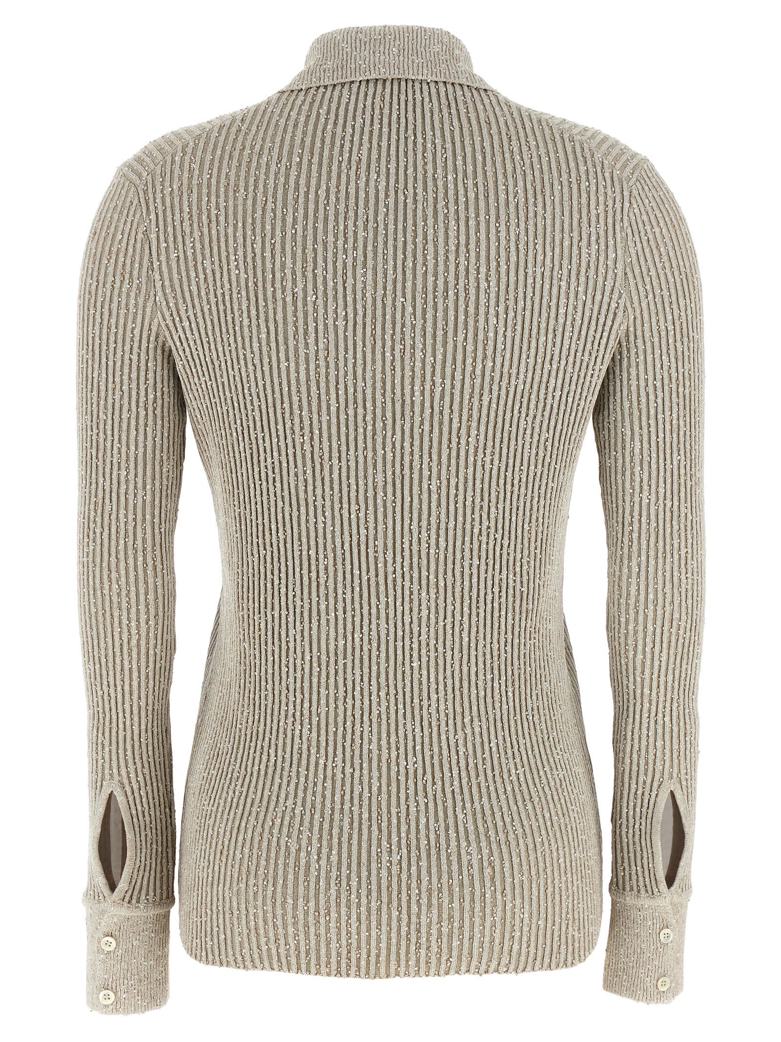 Magda Butrym Ribbed Texture Knitwear Cardigan With Cuff Buttons In Gray