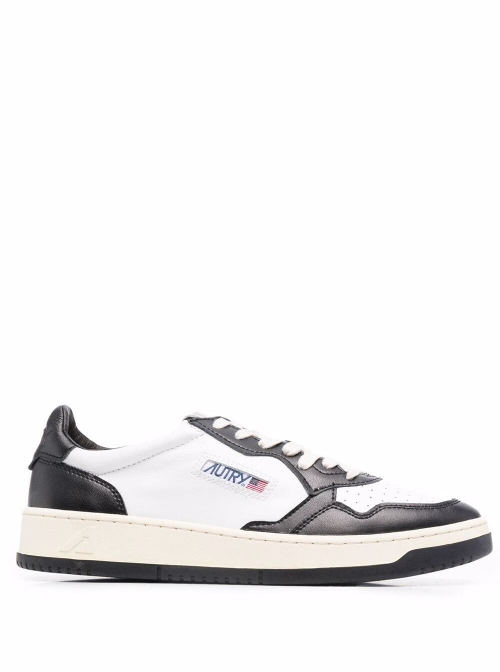 Low Bicolor White And Black Leather Sneakers Autry Man