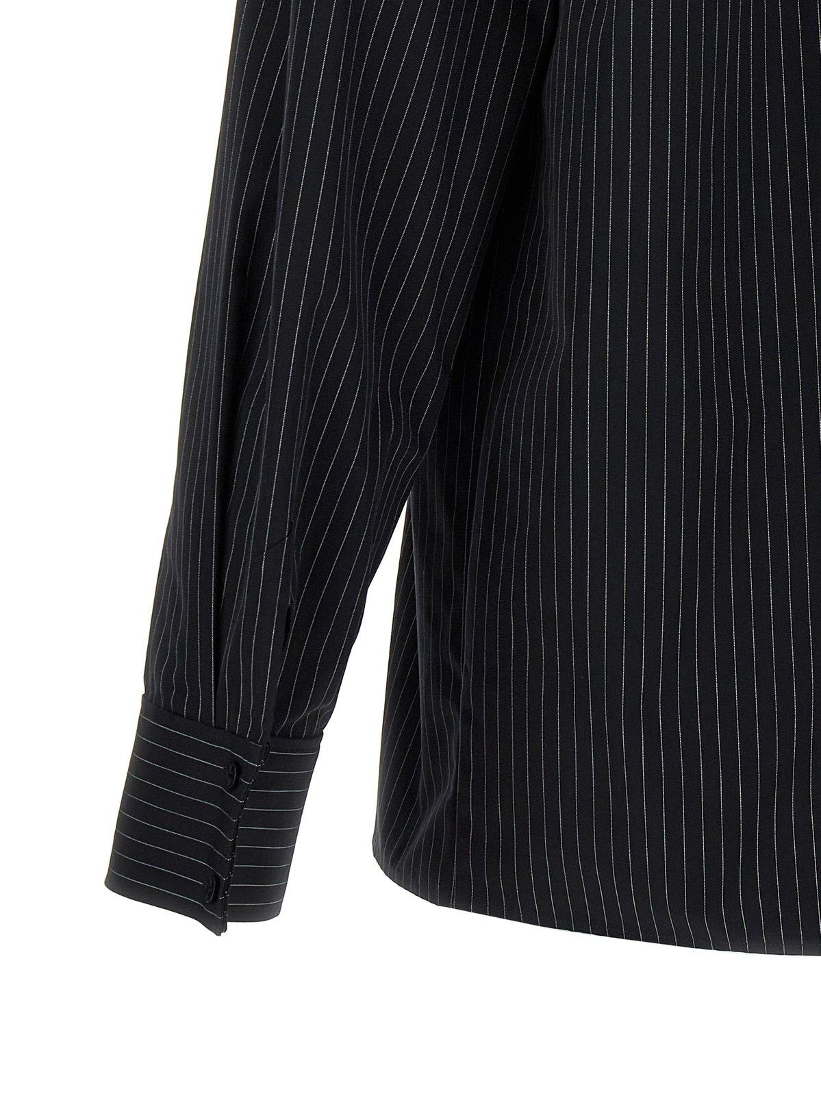 Shop Saint Laurent Cassandre Striped Shirt In Noir Craie