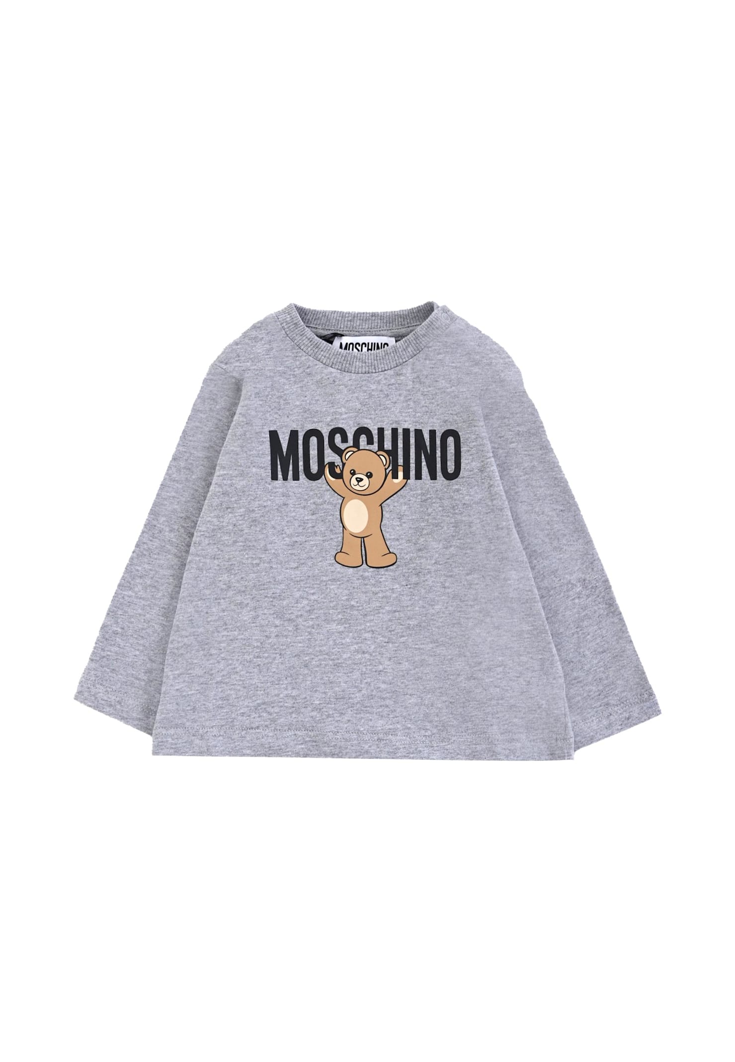 Moschino Grey T-shirt For Babykids With Teddy Bear In Gray