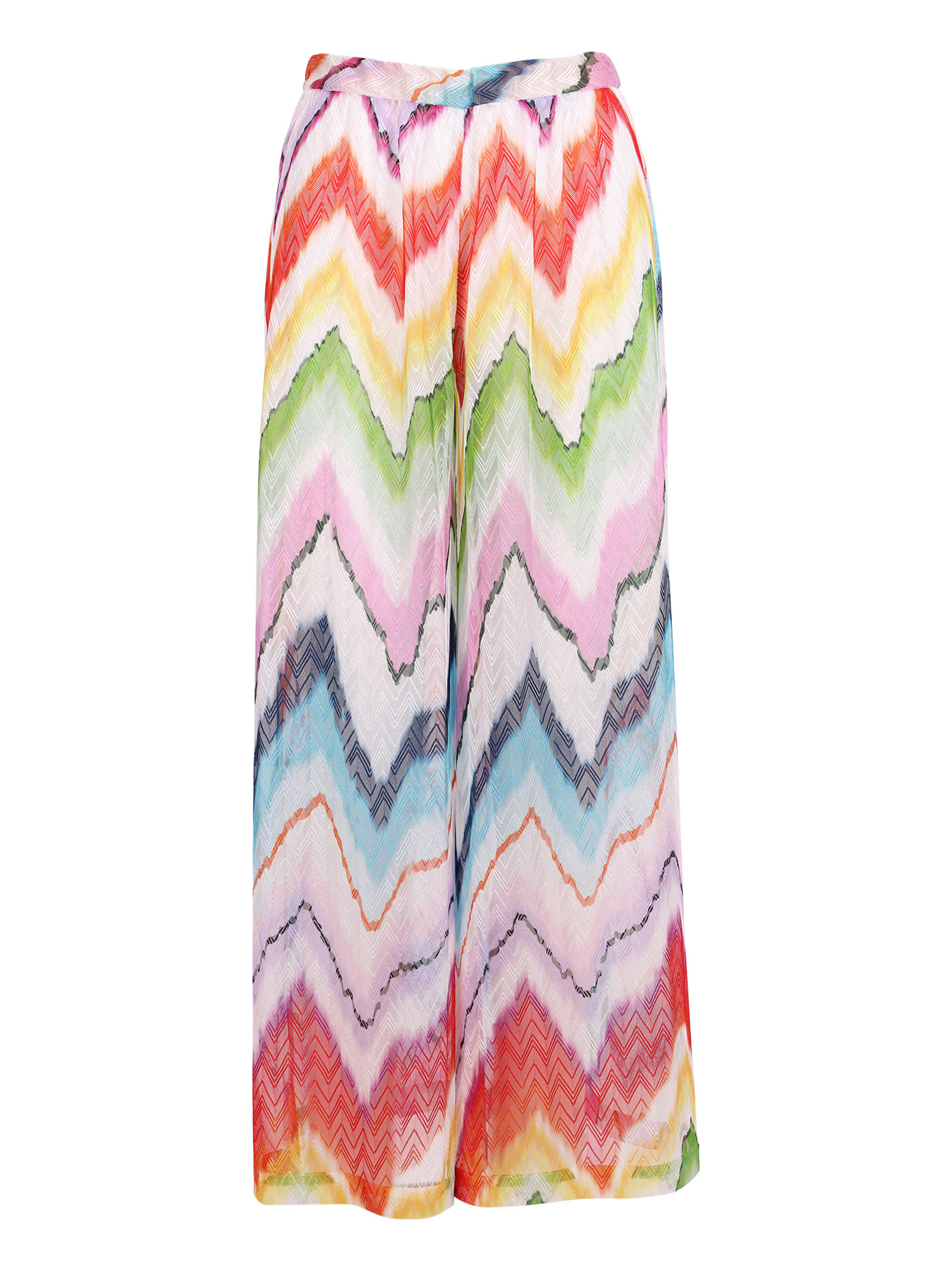 Missoni Flared Multicolor Zigzag Patterned Trousers