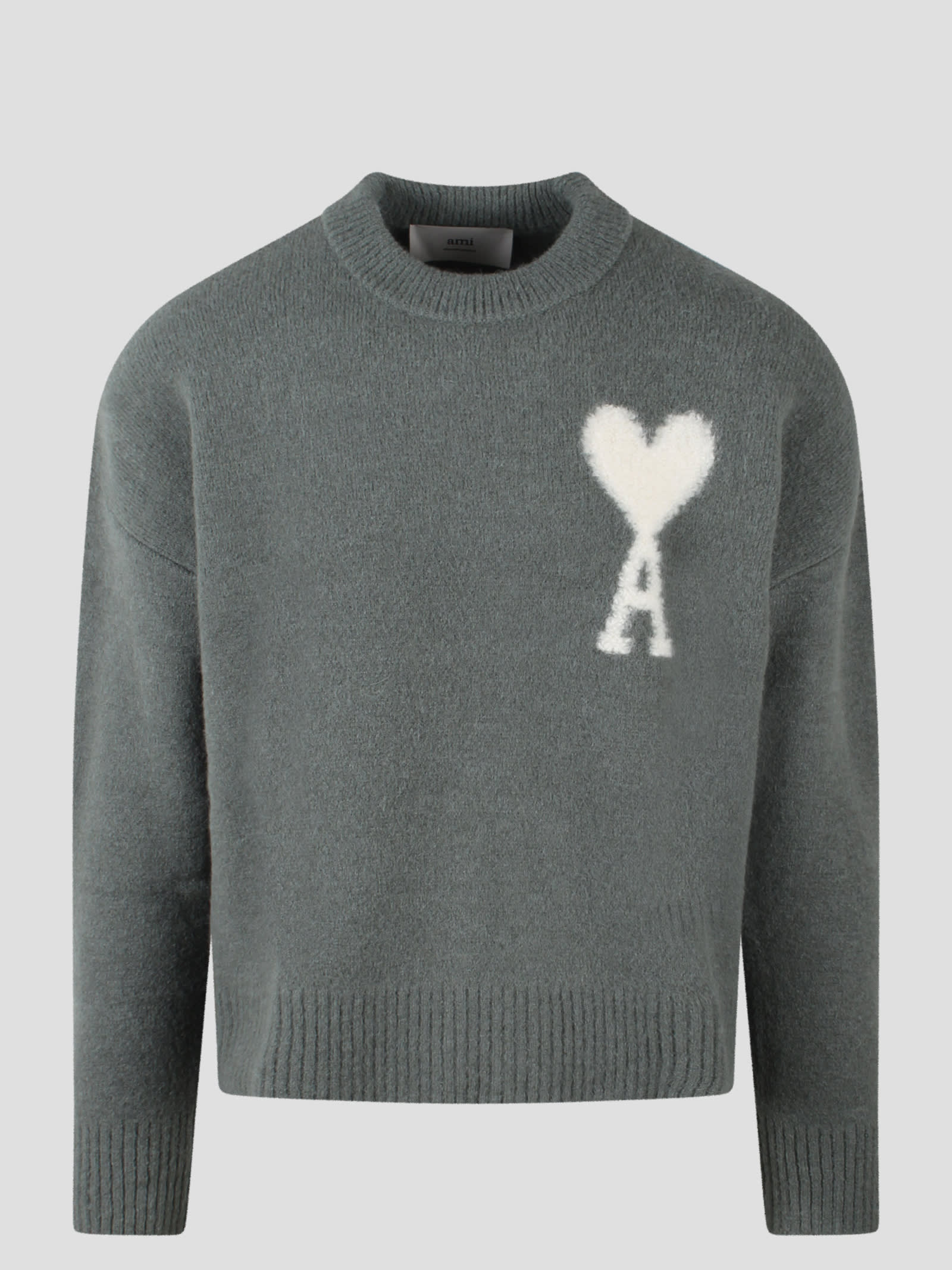 Shop Ami Alexandre Mattiussi Ami De Coeur Alpaca Sweater In Green