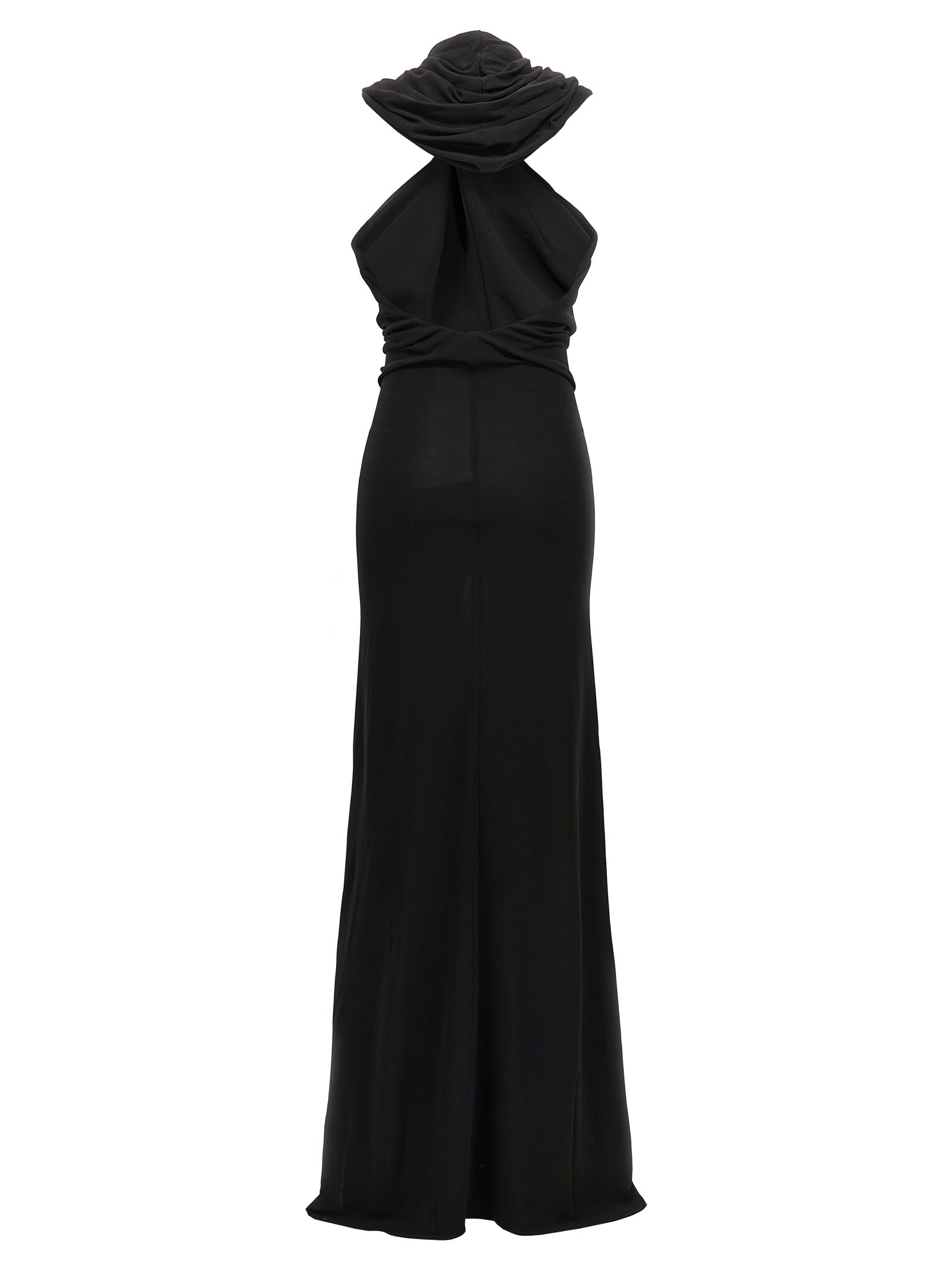 Saint Laurent Long Dress With Hood In Black