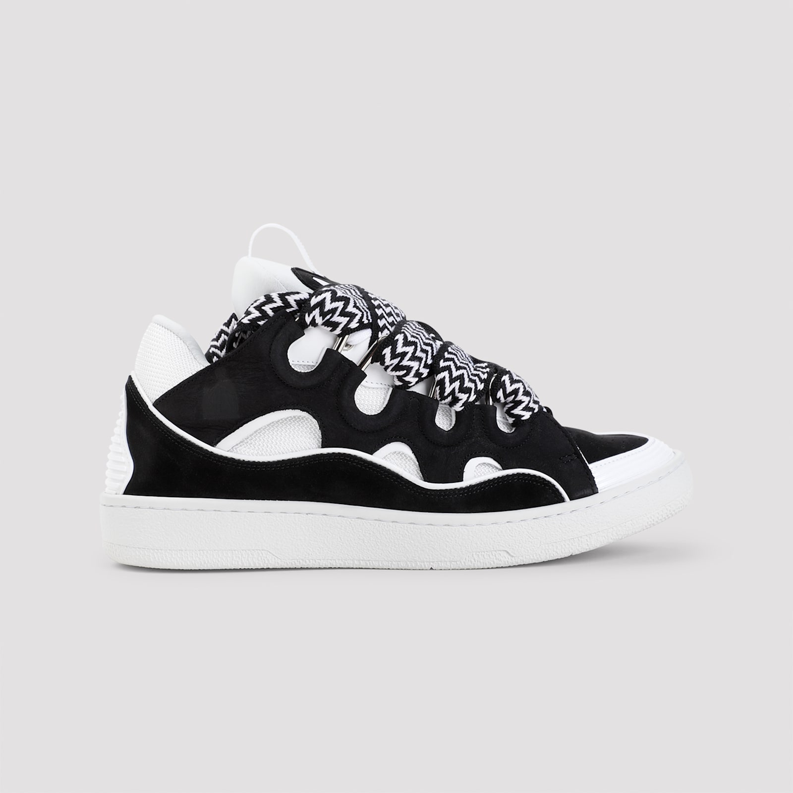 Lanvin Multicolor Leather And Fabric Curb Sneakers In Multi