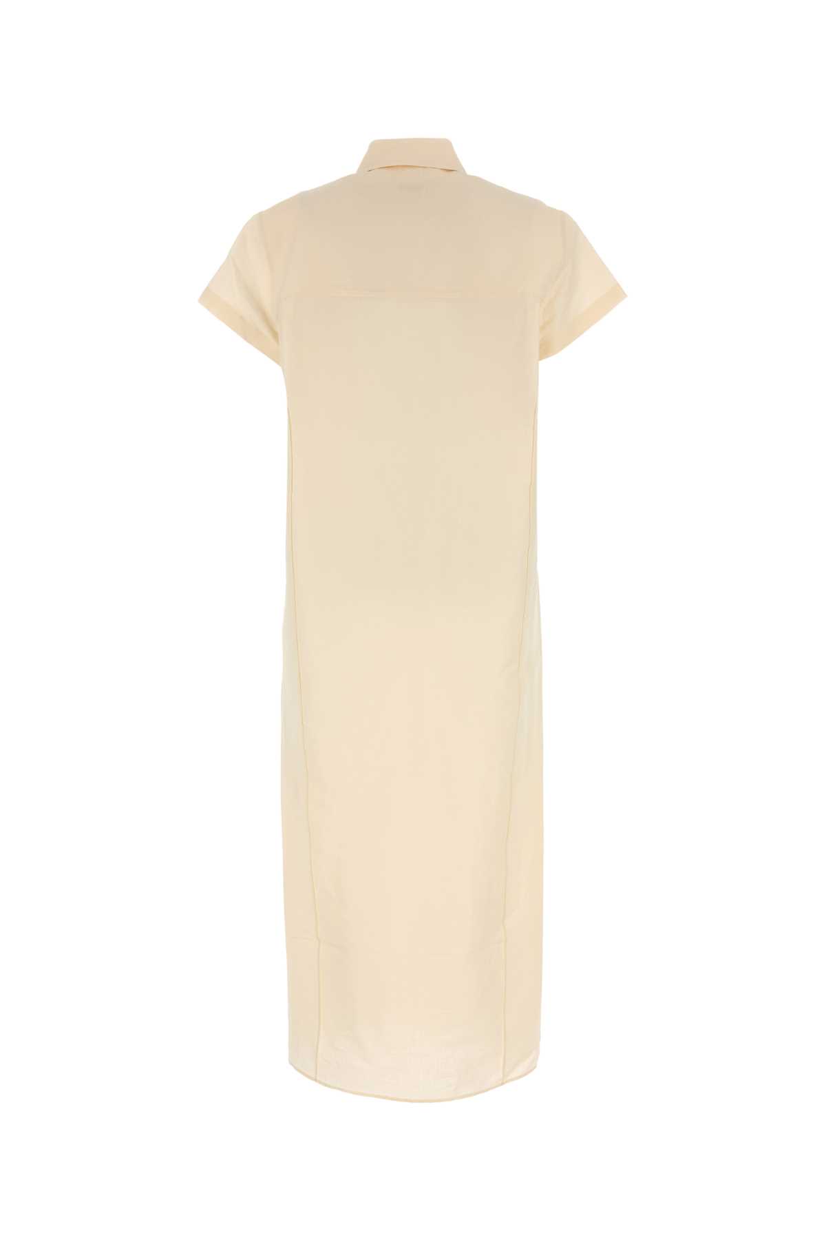 Khaite Effy Silk And Cotton-blend Organza Midi Shirt Dress In Neutral