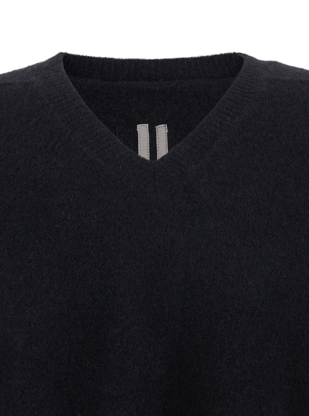 Rick Owens Black Sweater With V Neck And Dropped Shoulders In Wool Blend Man In Black