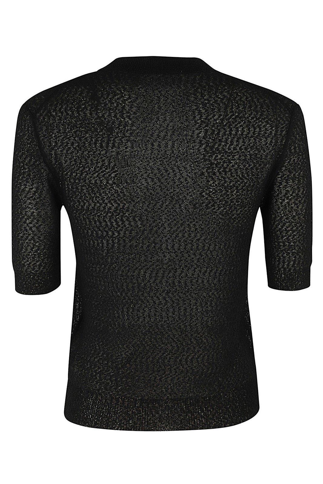 Shop Ami Alexandre Mattiussi Crewneck Cropped Knitted Top In Noir