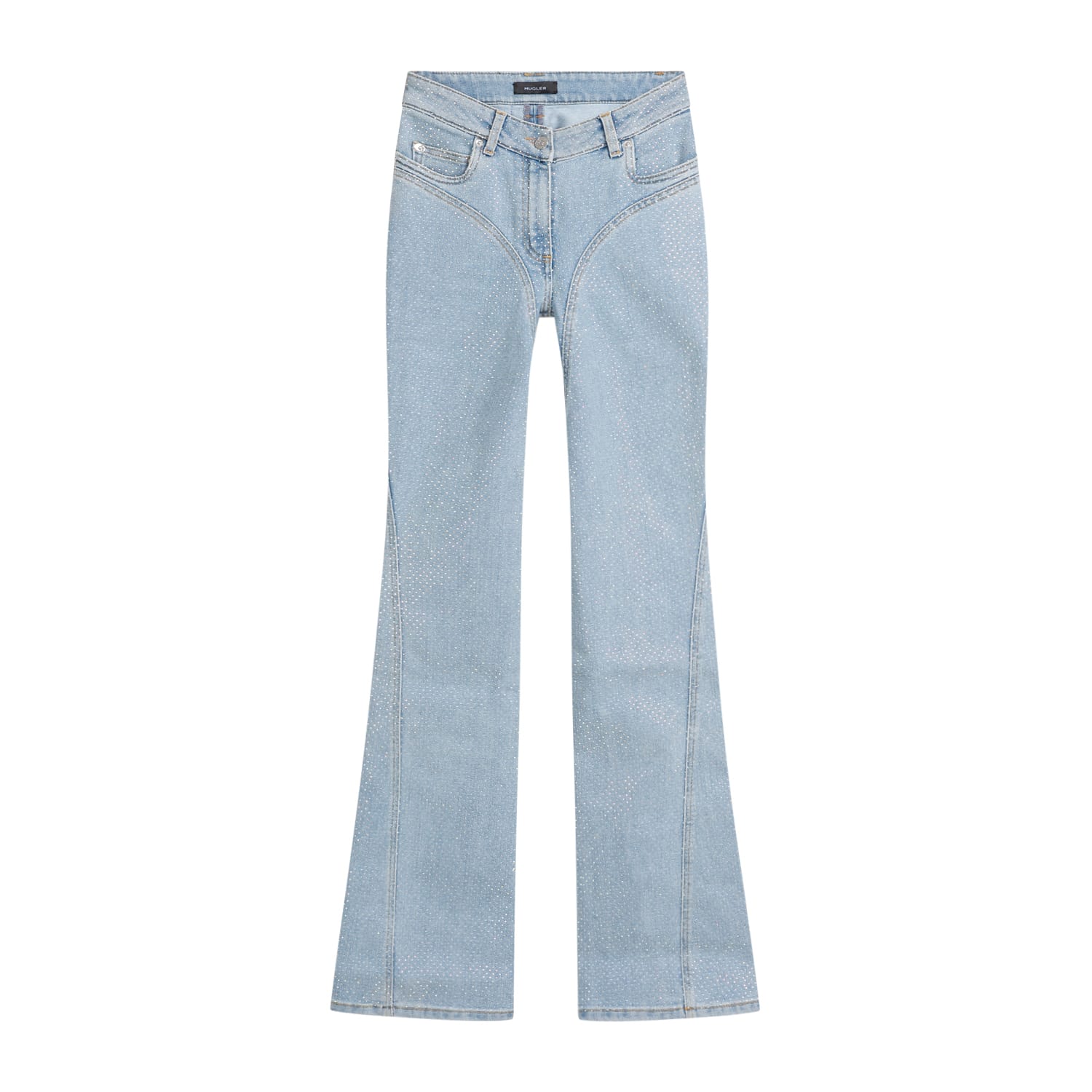 Shop Mugler Cotton Jeans In Light Blue