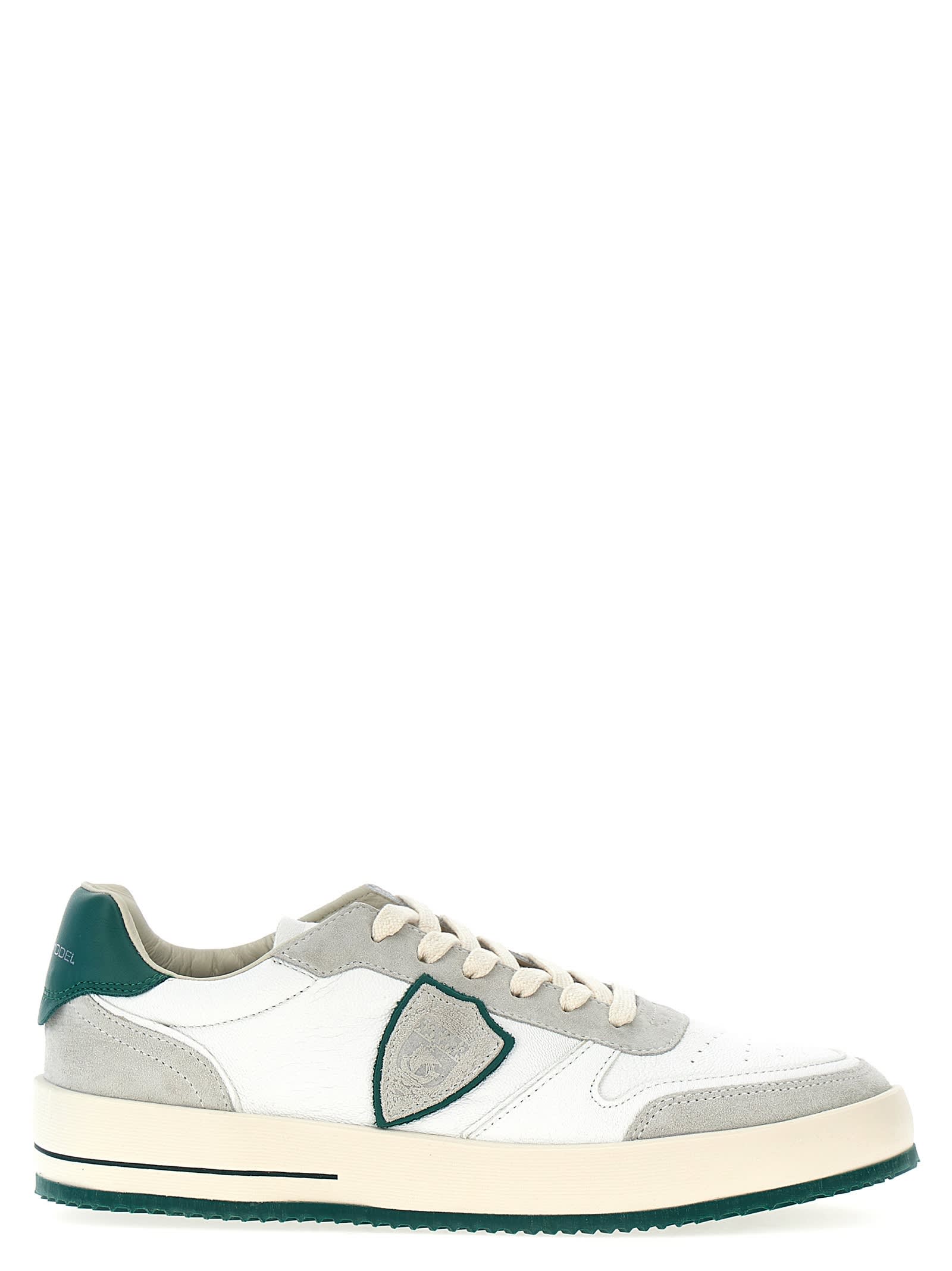 Shop Philippe Model Nice Low Sneakers In West Mixage Blanc Vert