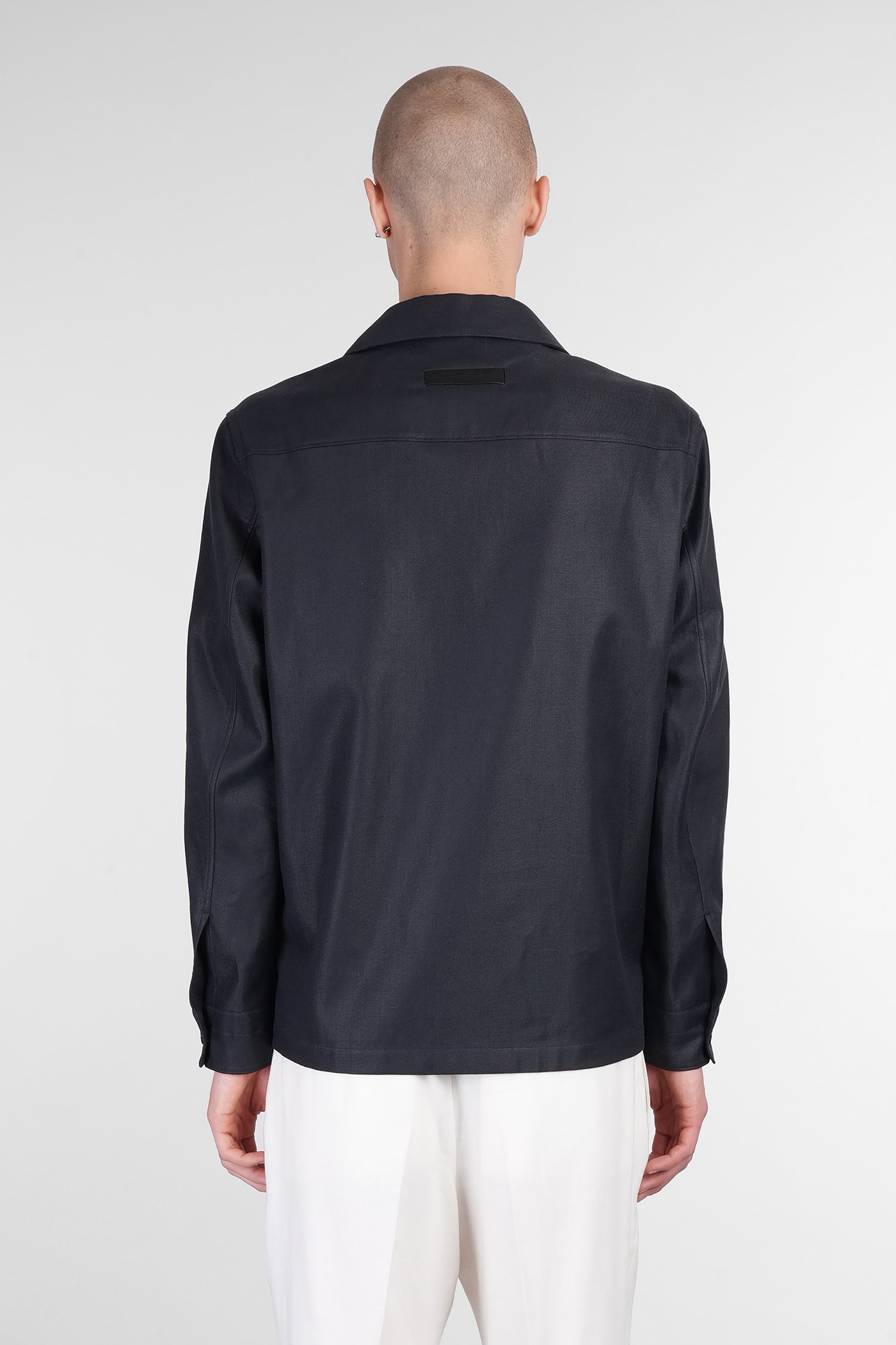 Shop Zegna Shirt In Black Linen