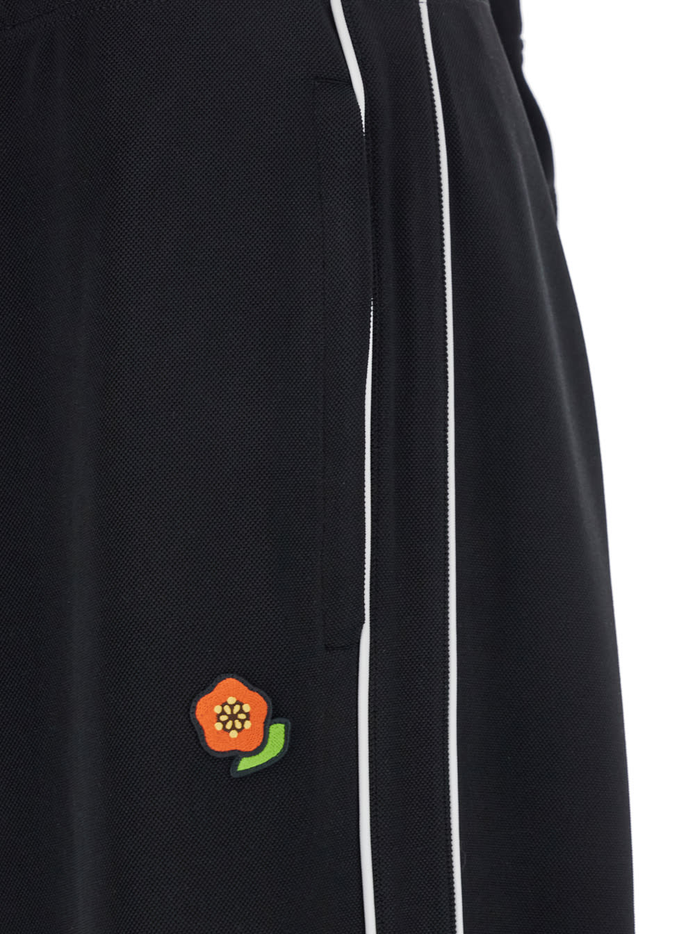 Kenzo Pop Black Pants With Elastic Waist And Logo Patch On The Side In Tech Fabric Stretch Man