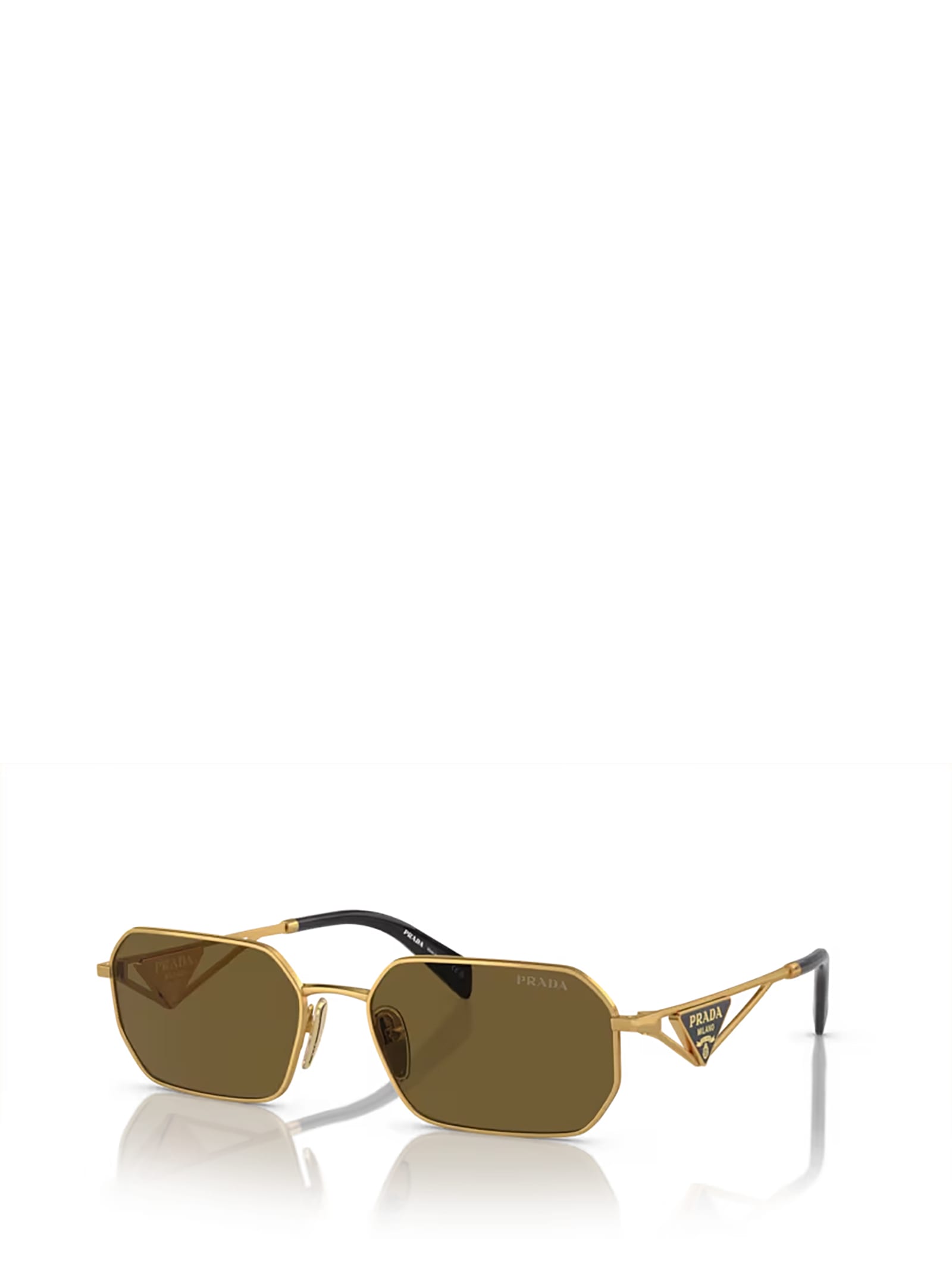 Shop Prada Pr A51s Matte Gold Sunglasses