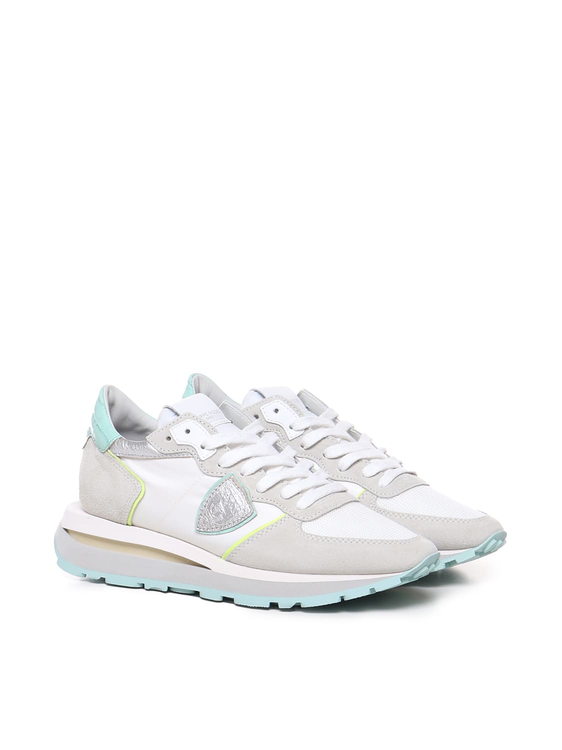 Shop Philippe Model Low Tropez Haute Sneakers In White, Light Blue