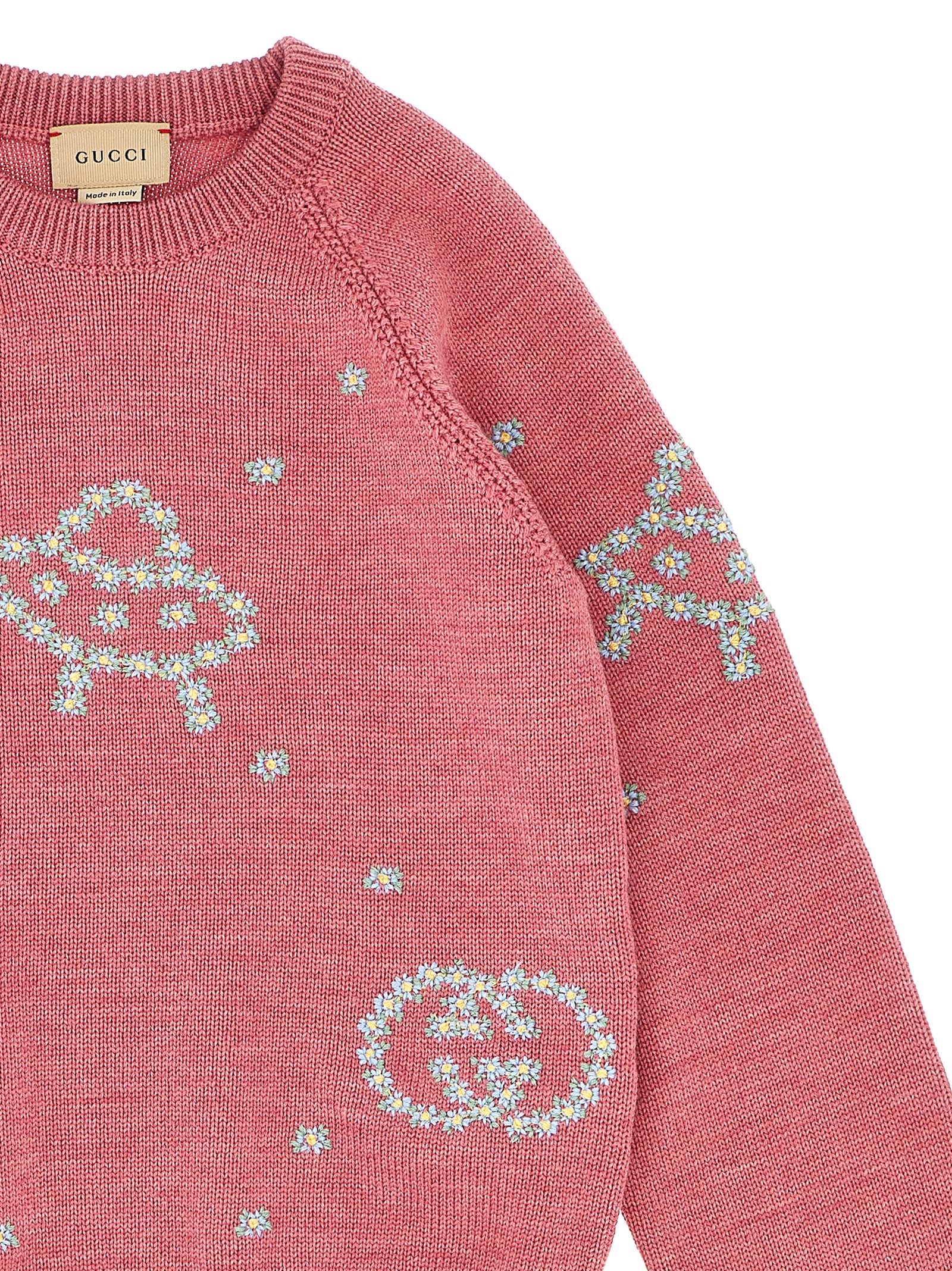Gucci Wool Sweater With Embroidery In Pink