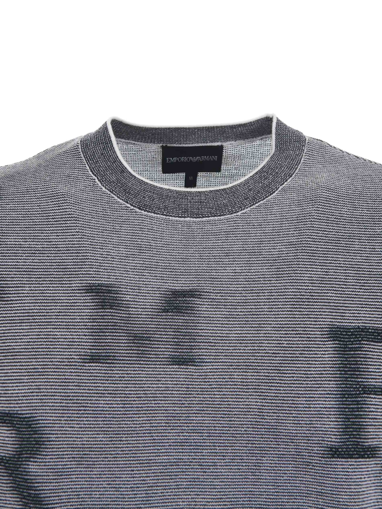 Shop Emporio Armani Sweater In Grigio/blu Scuro