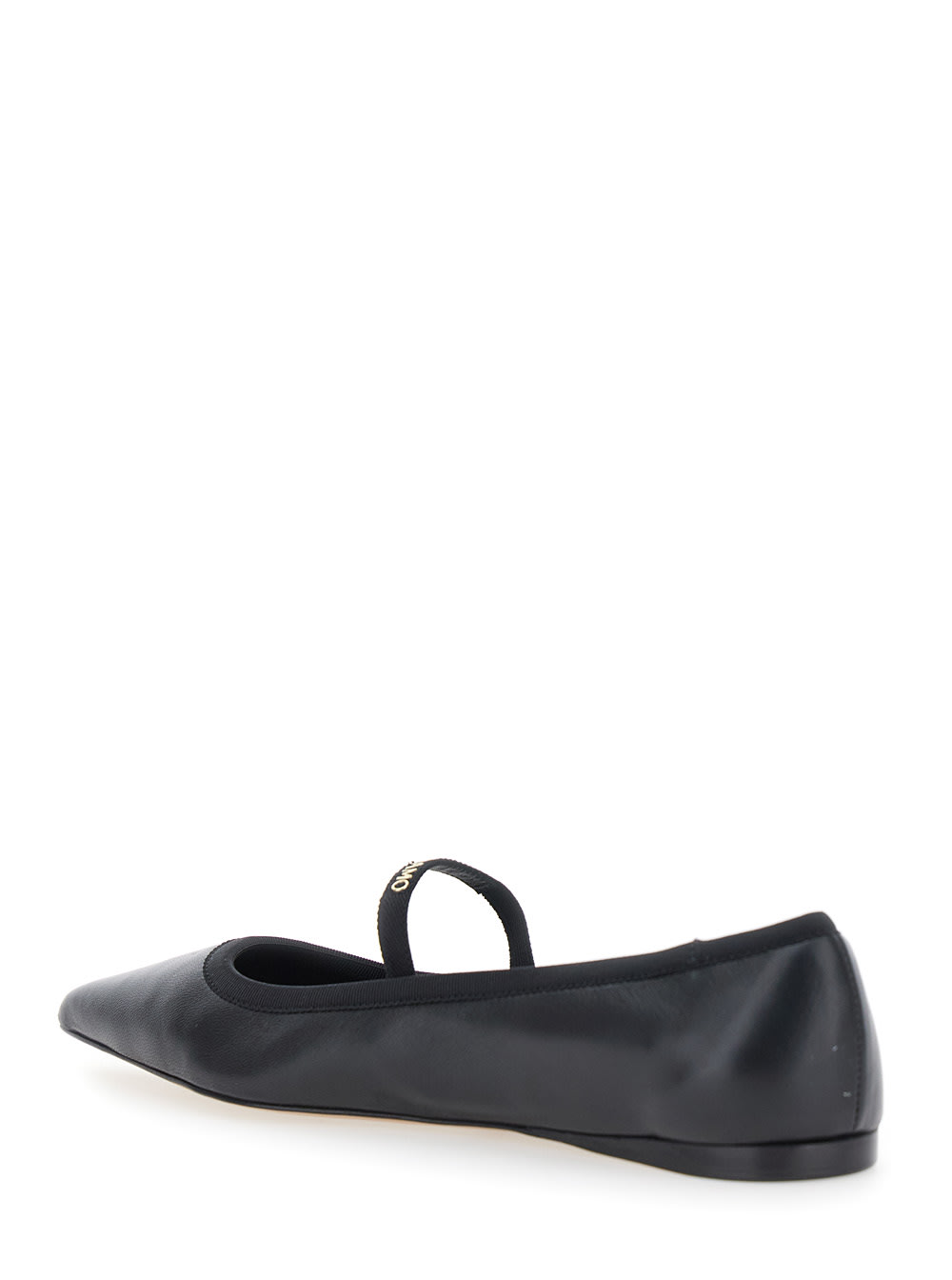 Ferragamo 'carice' Black Ballet Shoes With Ribbon Detail And Logo Lettering On The Front In Black