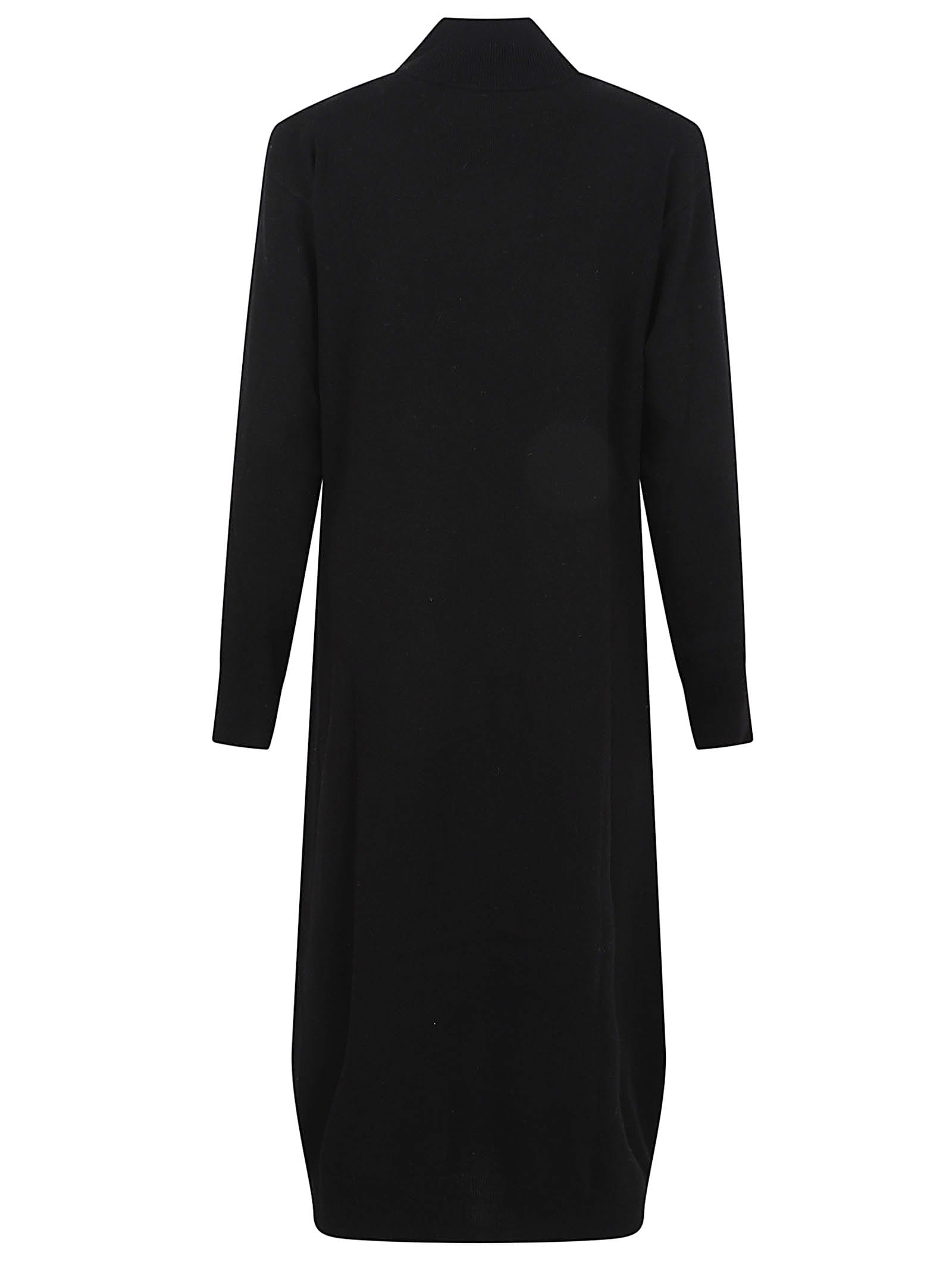 Peserico Knit Dress With Long Sleeves And Ribbed Cuffs In Black