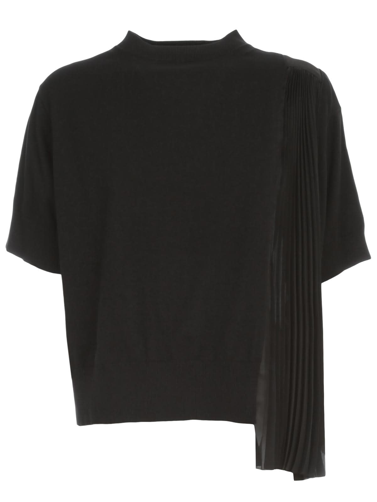 Sacai Fabric Combo Knit Pullover In Black | ModeSens
