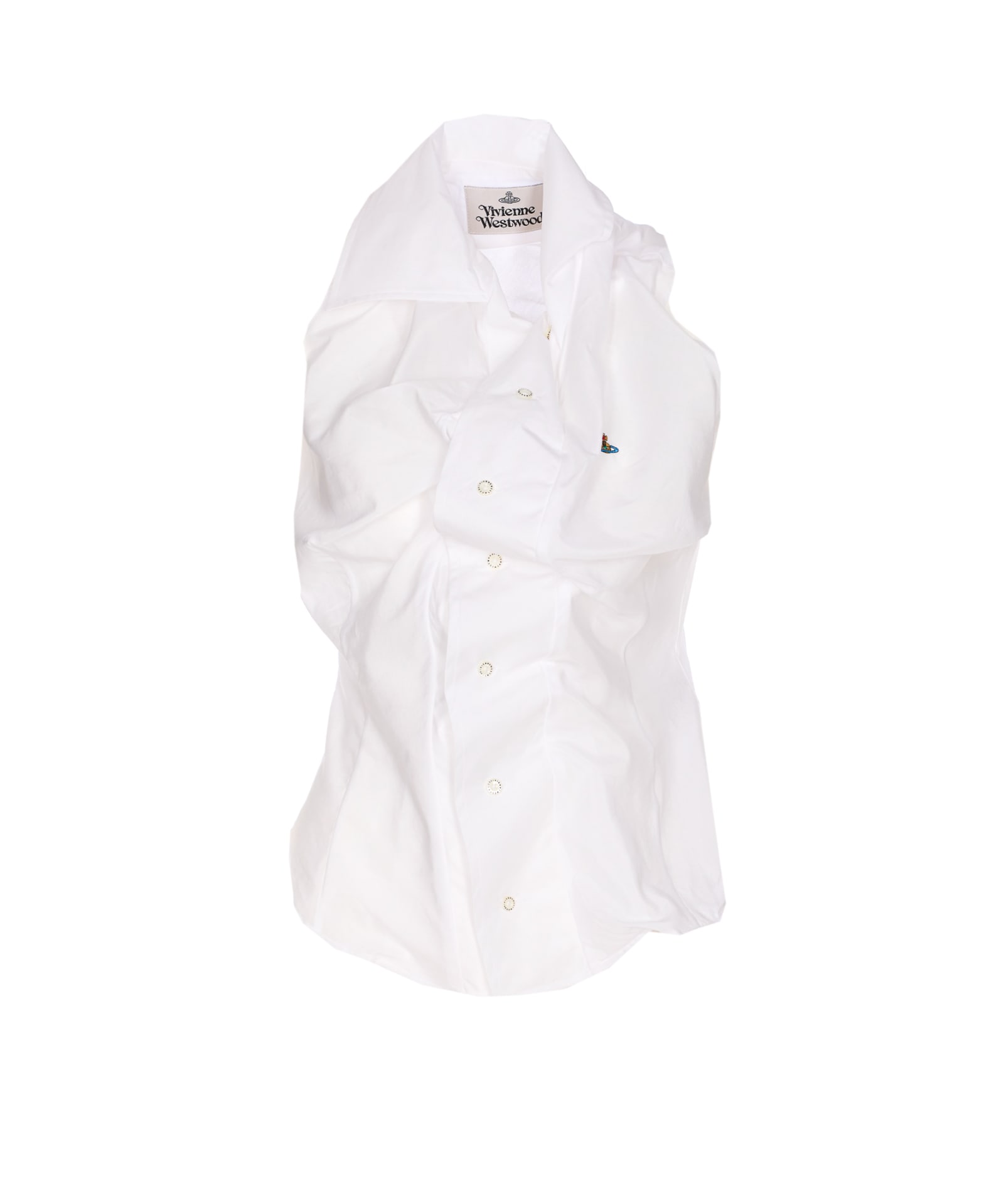 Vivienne Westwood Draped Buttoned Collared Sleeveless Top