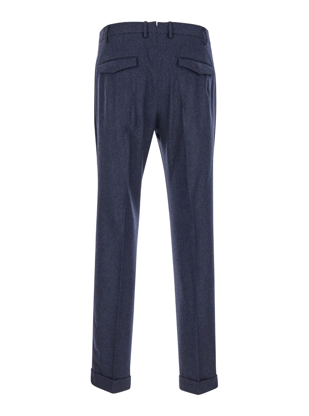 Shop Pt Torino Dark Blue Slim Pants With Concealed Closure In Fabric Man