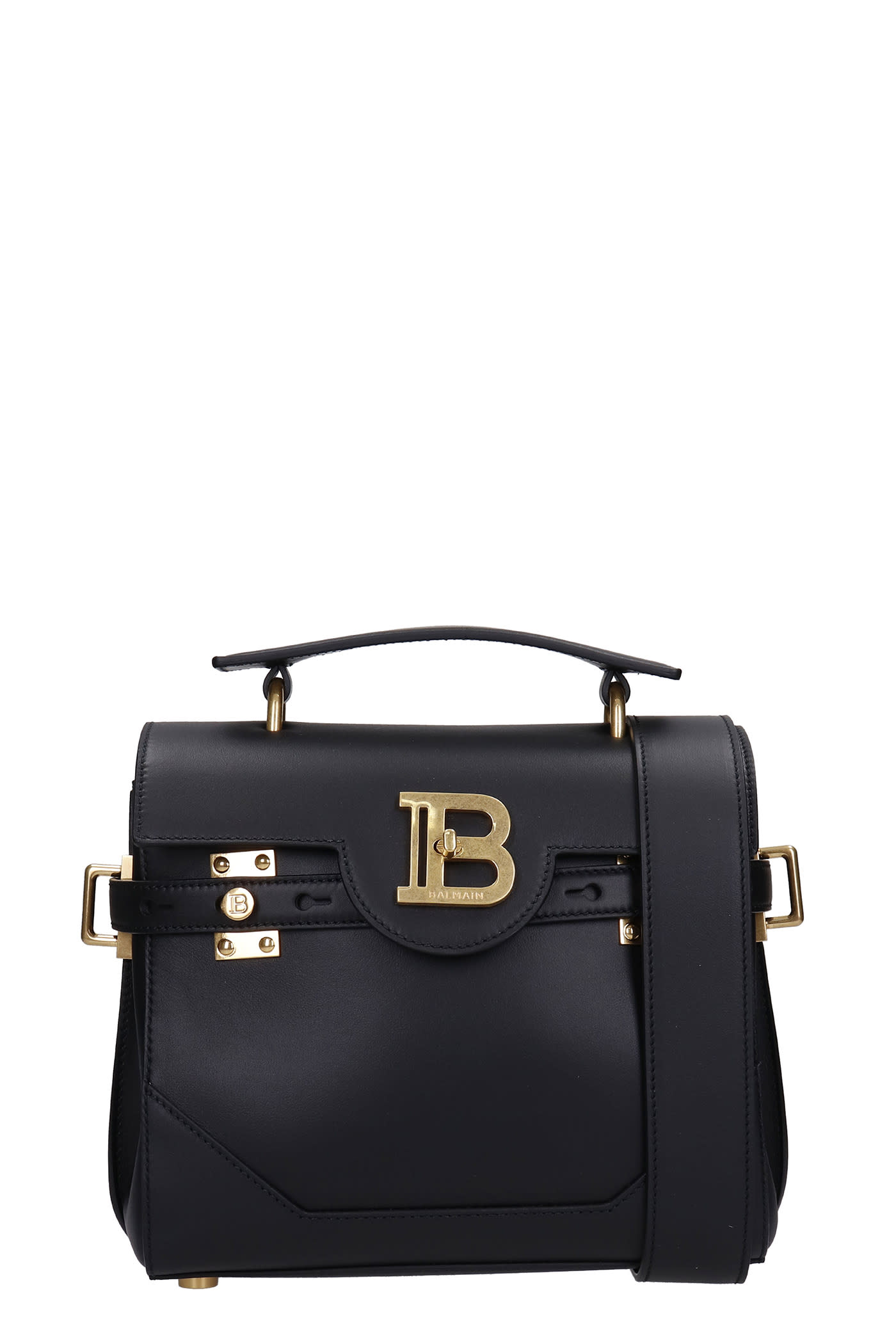 Balmain B-buzz 23 Hand Bag In Black Leather