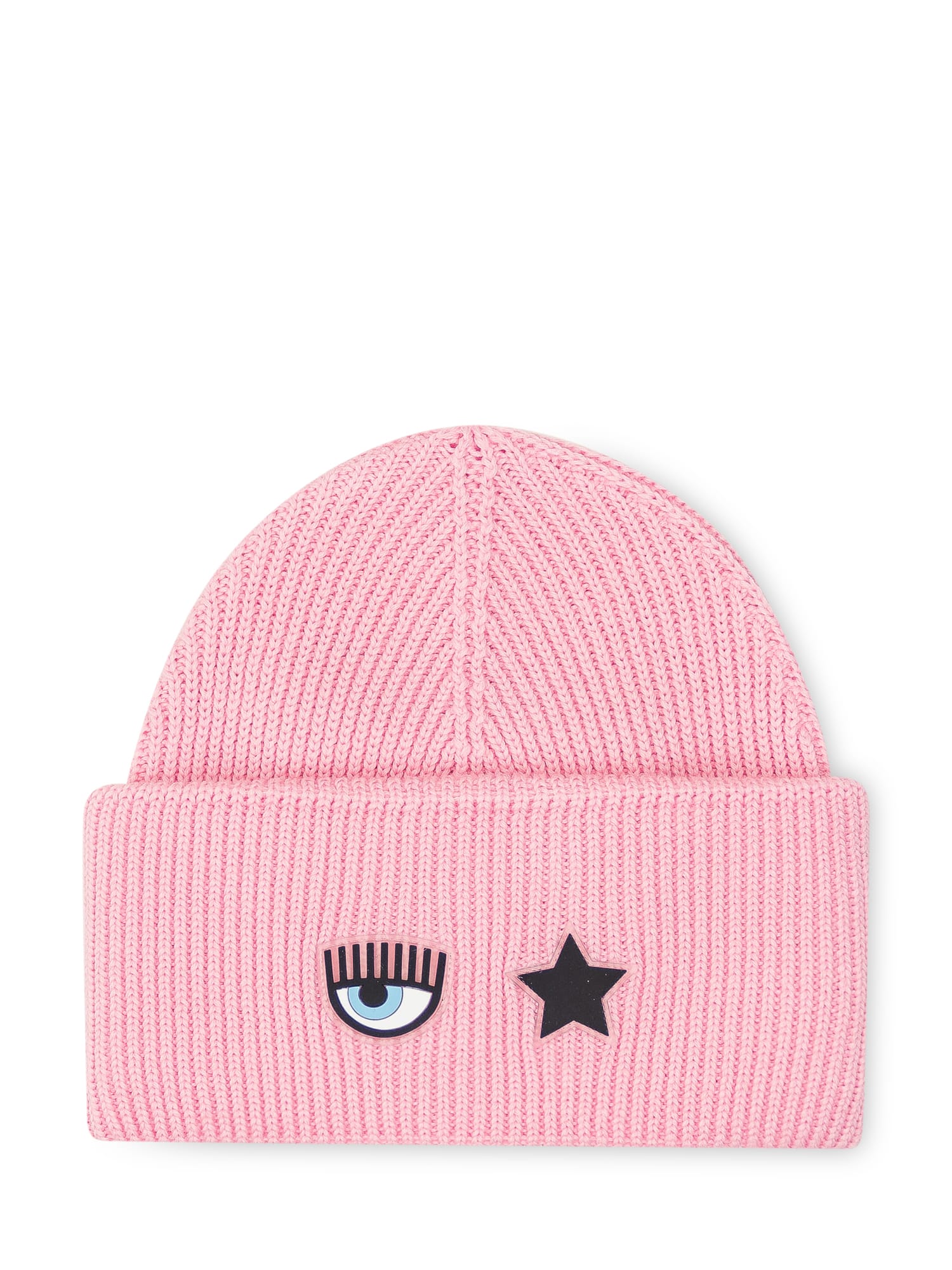 Chiara Ferragni Logo-patch Ribbed Beanie In Fairy Tale