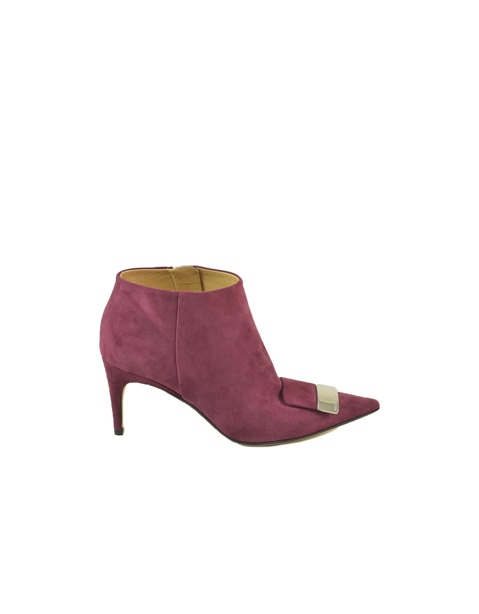 Sergio Rossi Burgundy Suede Ankle Booties