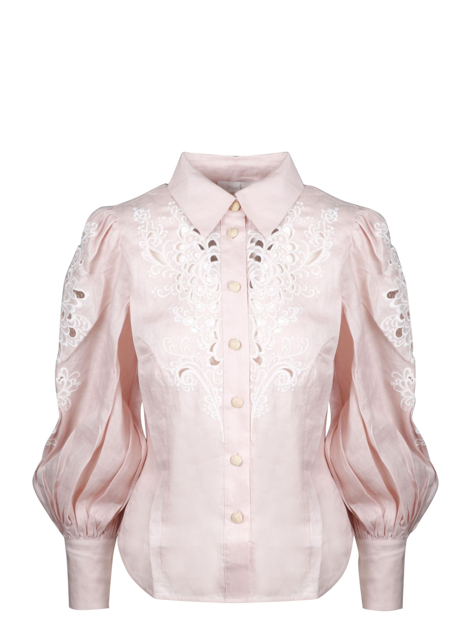 Zimmermann Freja Embroidery Shirt In Pink & Purple | ModeSens