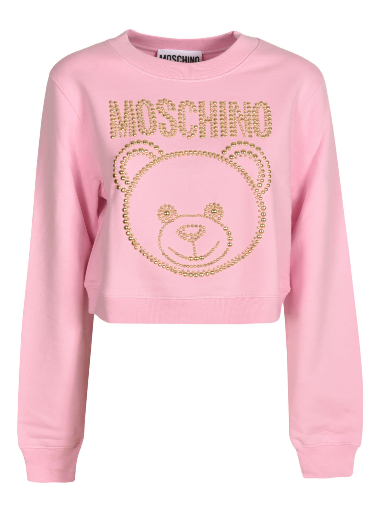 Click to view more detailed imagery on our partner's website Moschino Bear Embellished Cropped Top In Pink